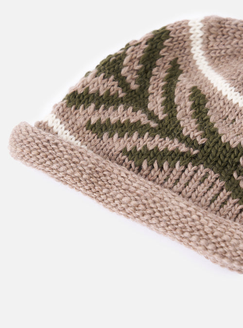 cableami® Beige Wool Jacquard Watch Cap