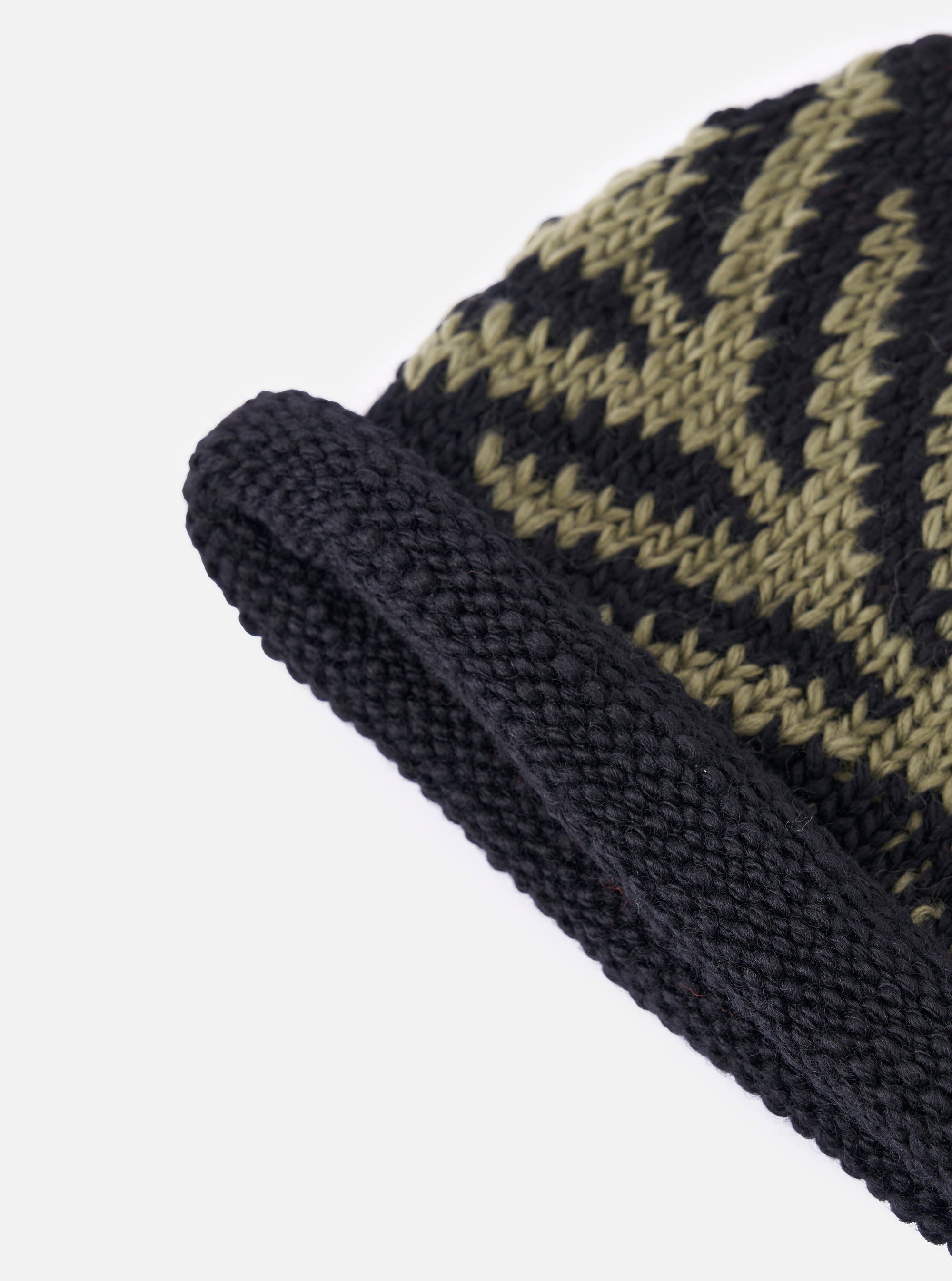 cableami® Black Wool Jacquard Watch Cap