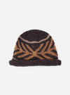 cableami® Brown Wool Jacquard Watch Cap on a white background. The cap is brown with a tan geometric pattern. The wool knit is soft and warm, perfect for winter.