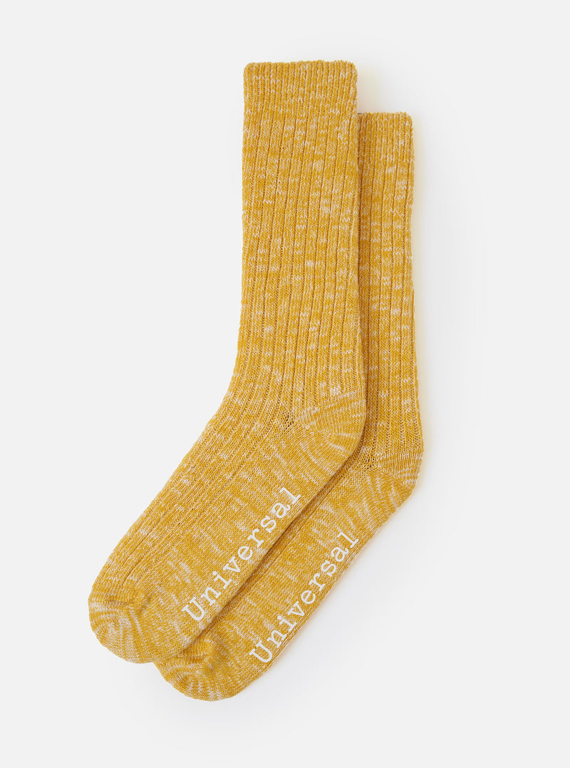 Yellow Slub Knit Slub Sock