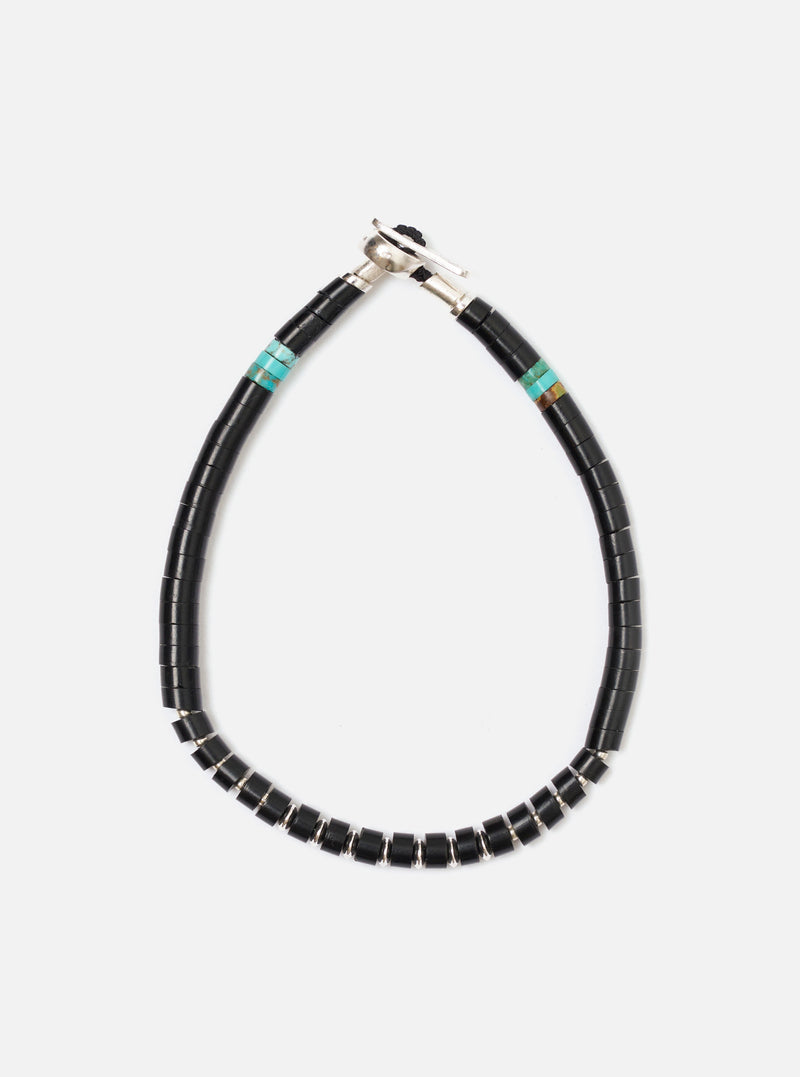 Mikia Jet Silver Heishi Bracelet