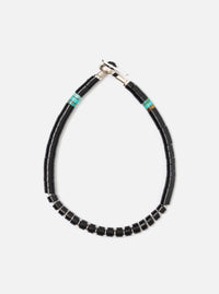 Mikia Jet Silver Heishi Bracelet