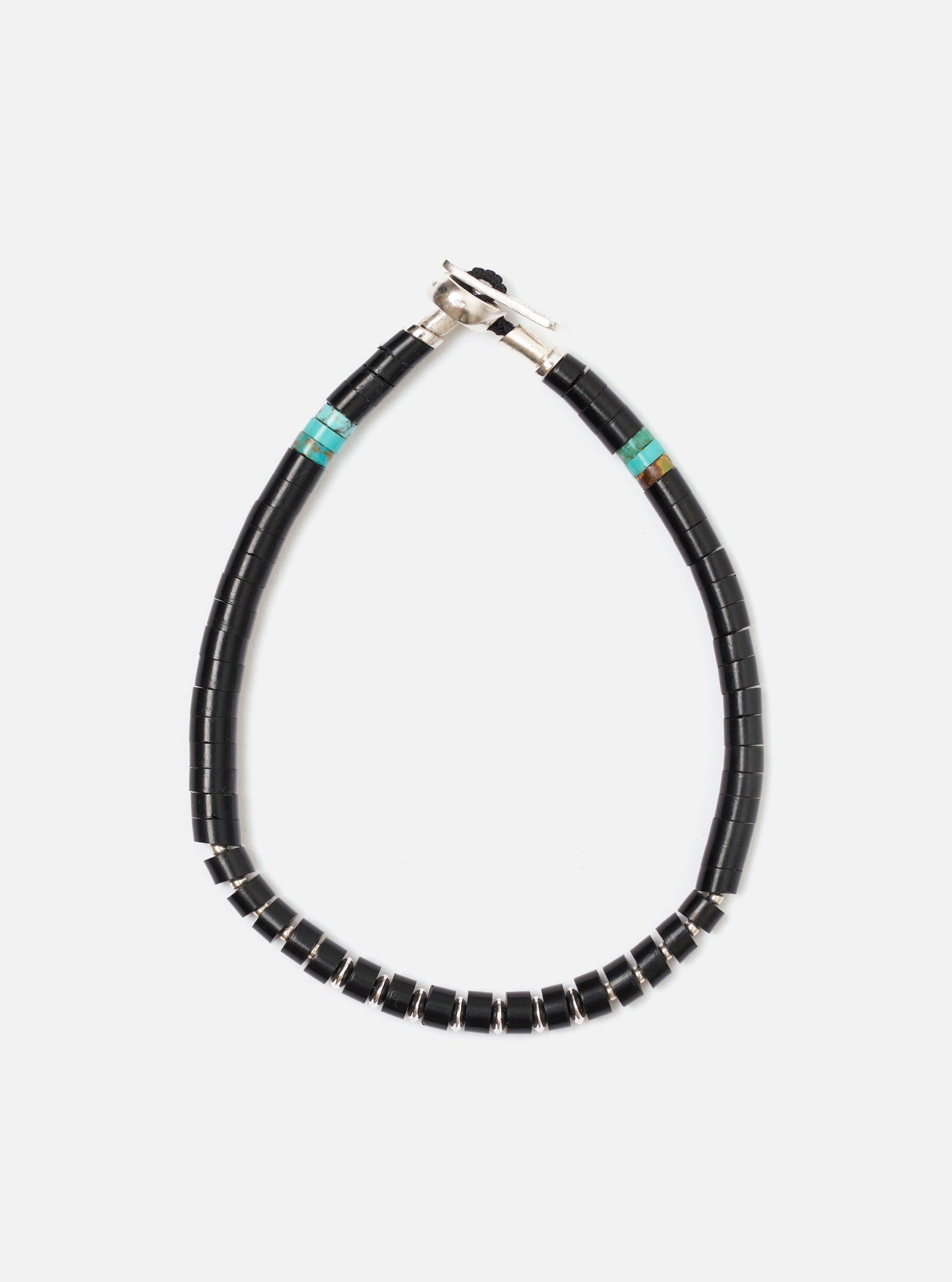 Mikia Jet Silver Heishi Bracelet