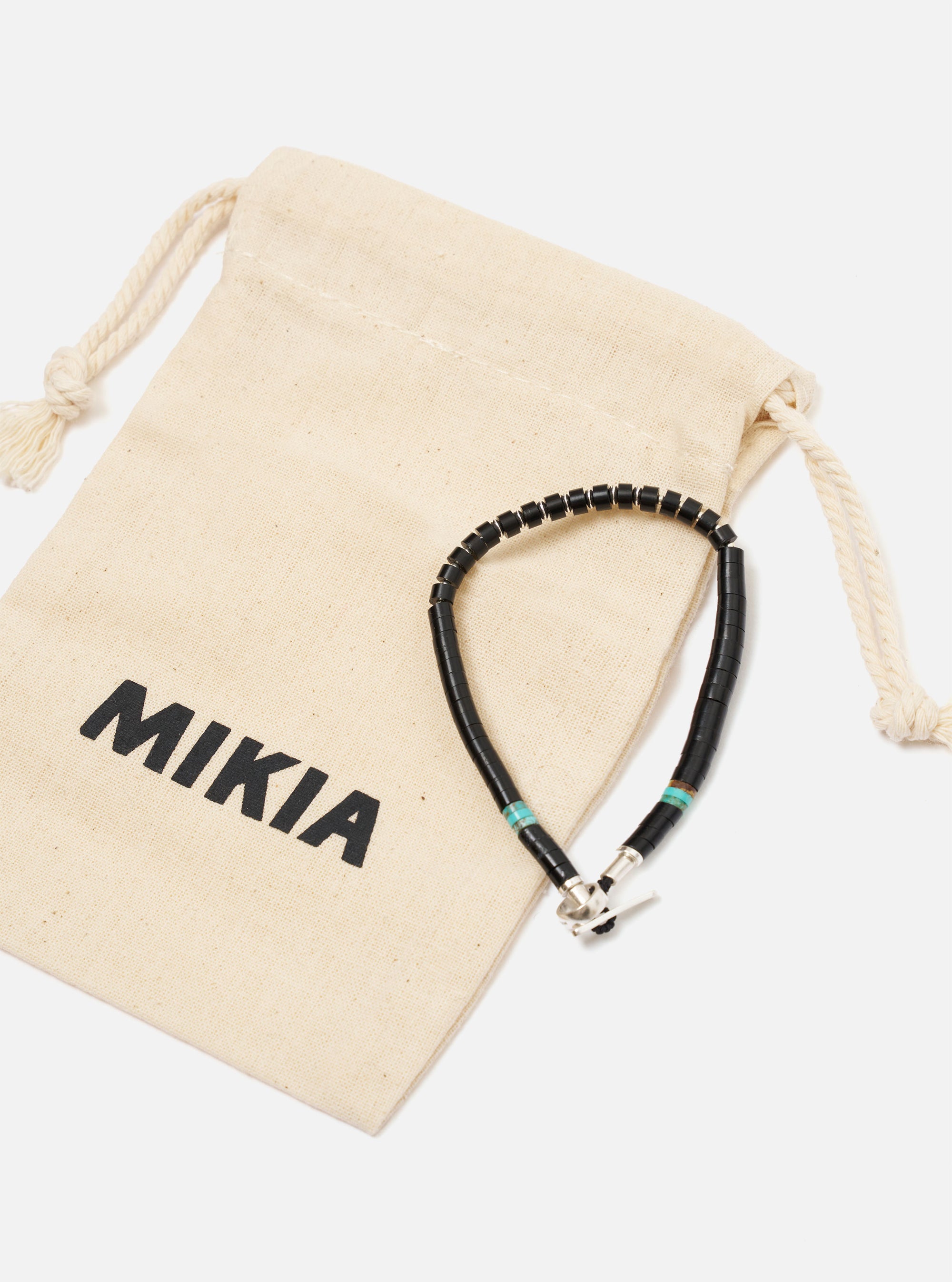 Mikia Jet Silver Heishi Bracelet