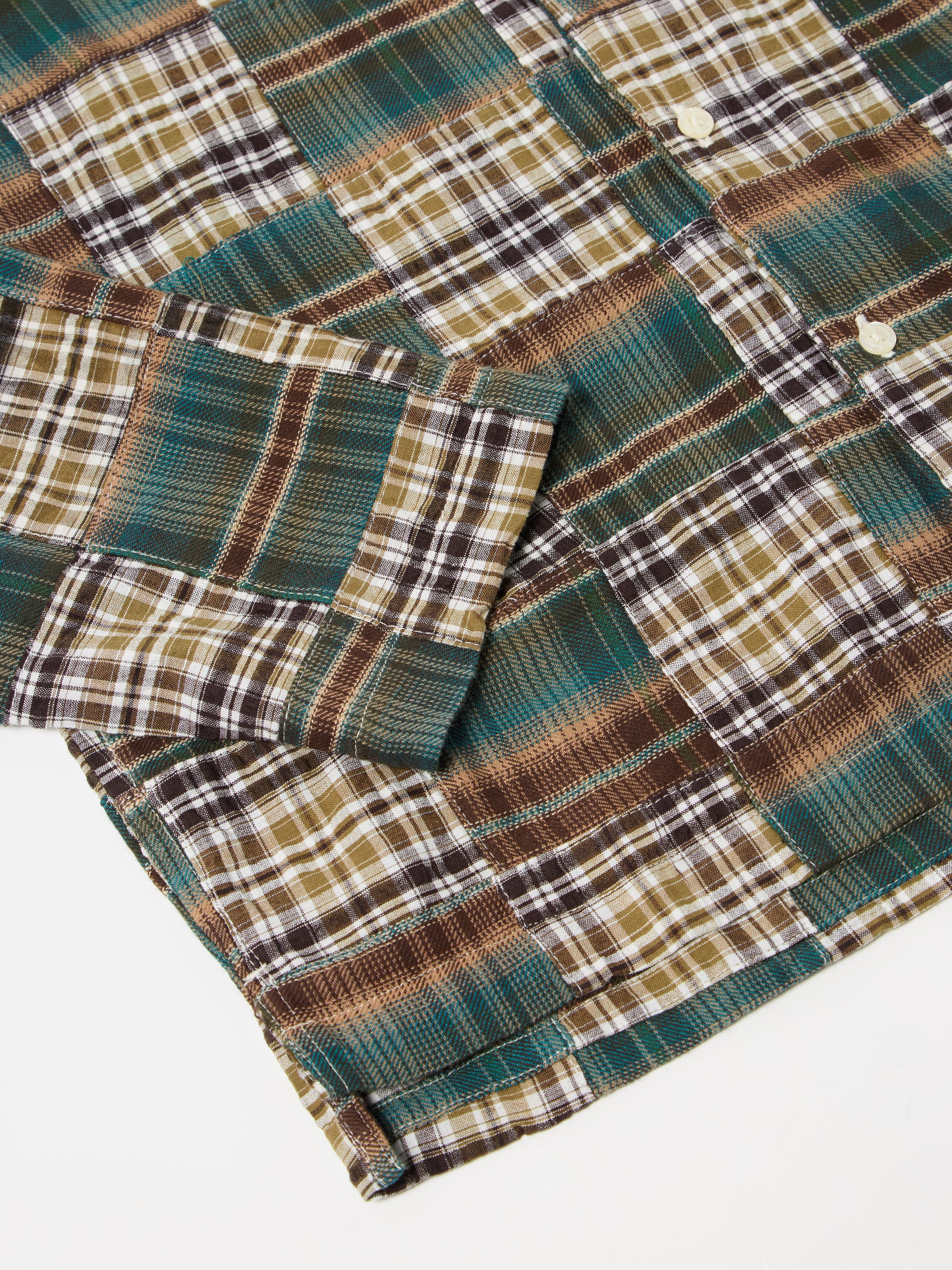 Olive/Brown Patchwork Check Long Pyjama Set