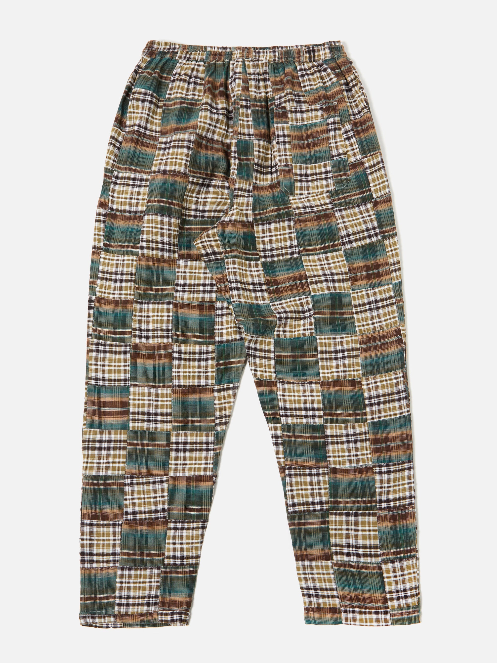 Olive/Brown Patchwork Check Long Pyjama Set