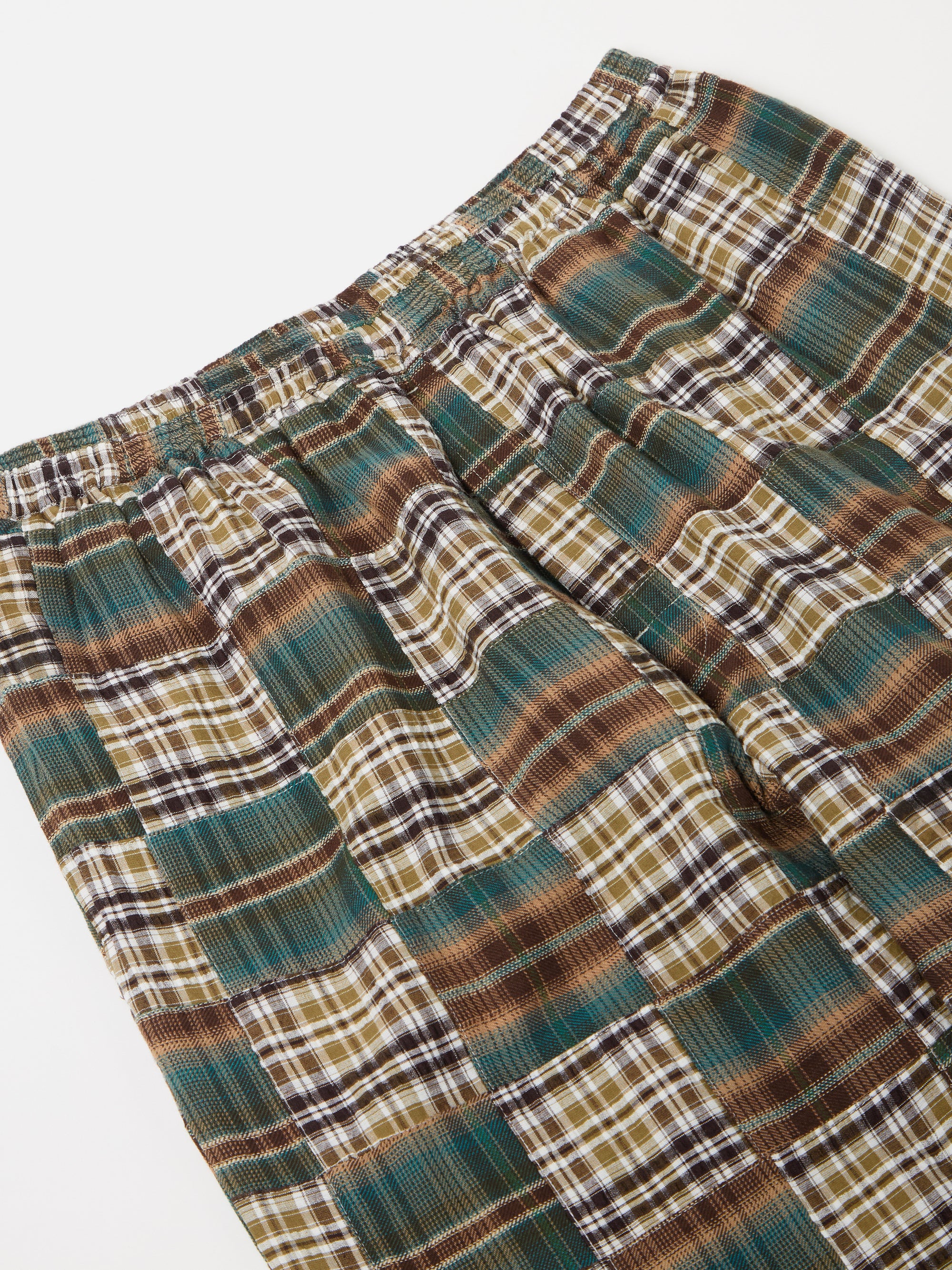 Olive/Brown Patchwork Check Long Pyjama Set