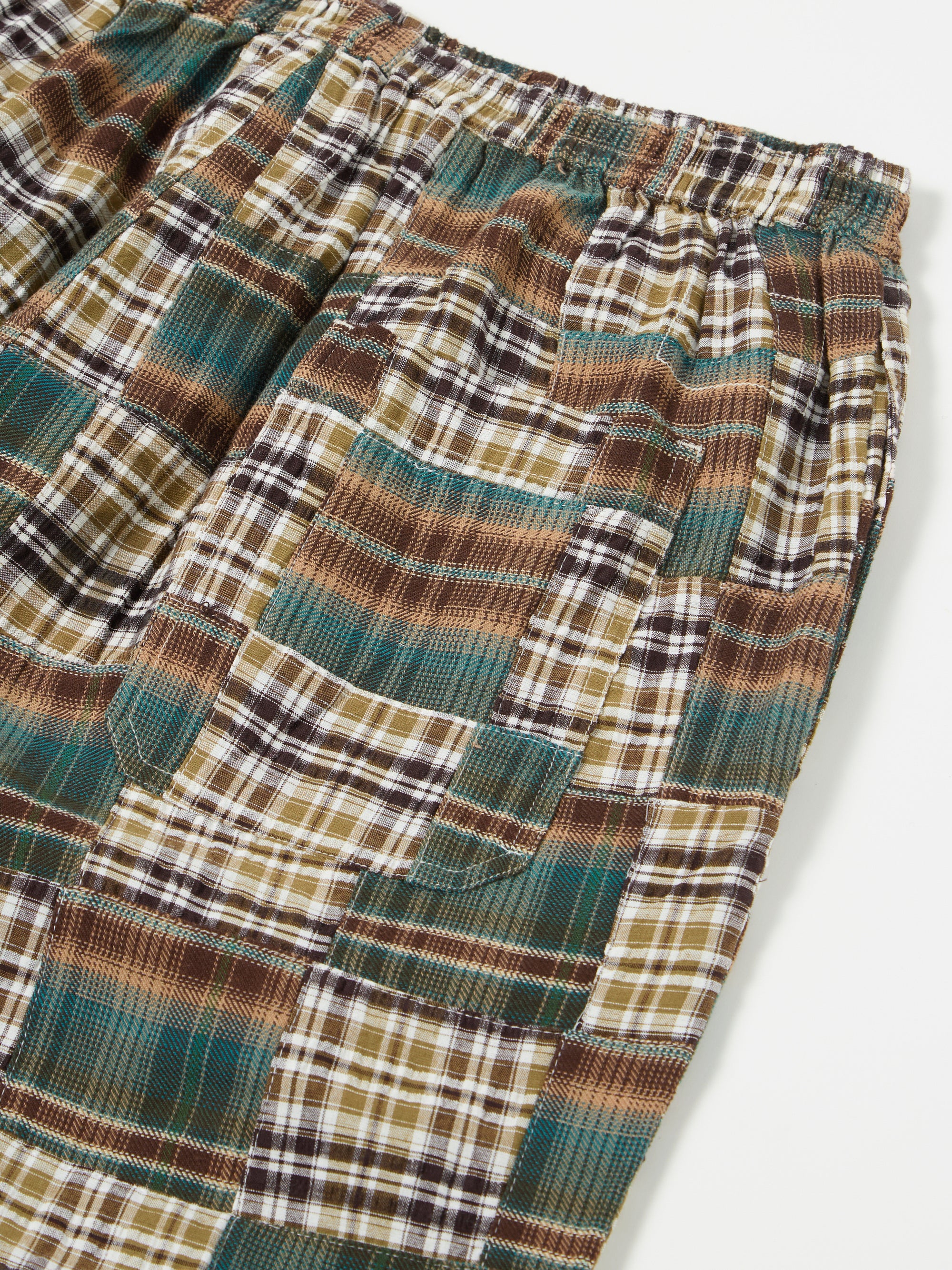 Olive/Brown Patchwork Check Long Pyjama Set
