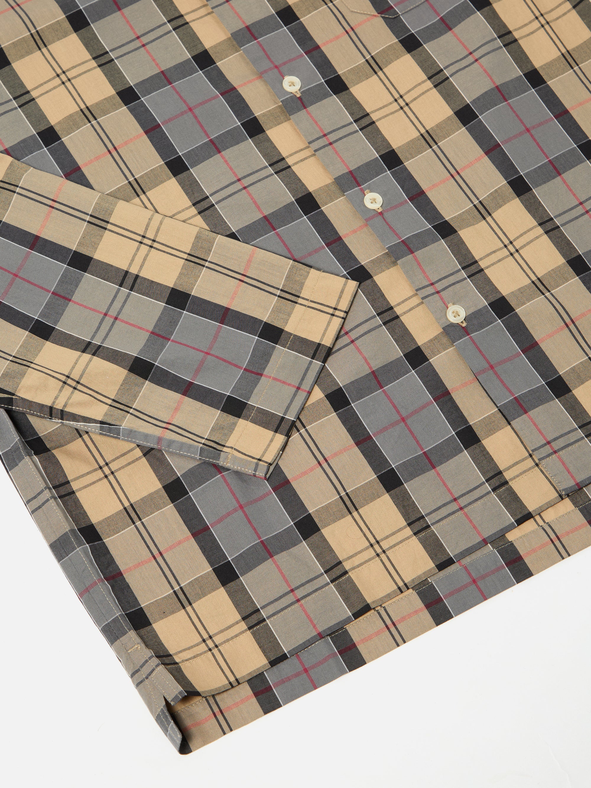 Sand Tartan Check Long Pyjama Set