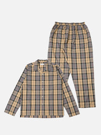 Sand Tartan Check Long Pyjama Set