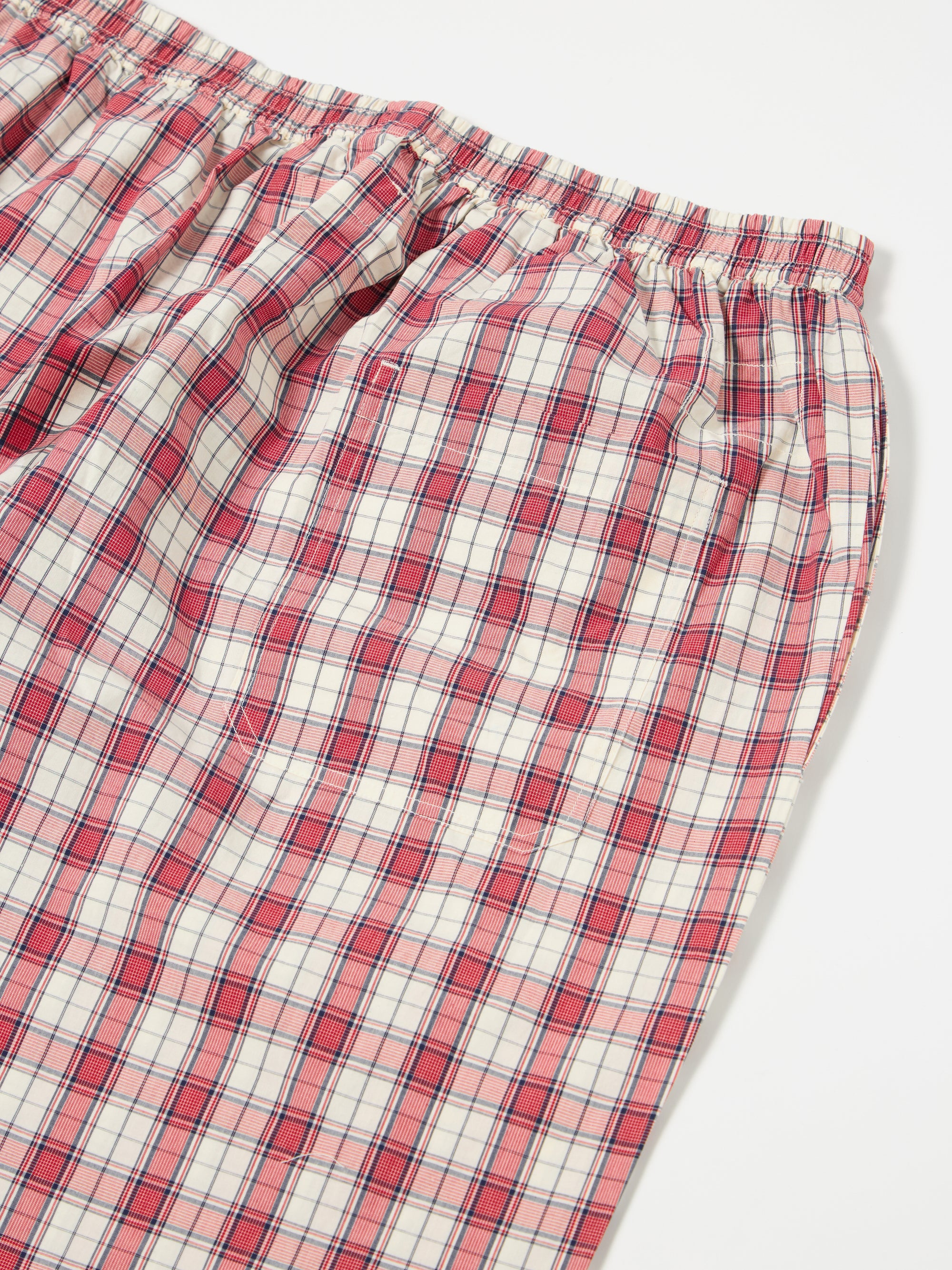 Red Cotton Check Pyjama Short