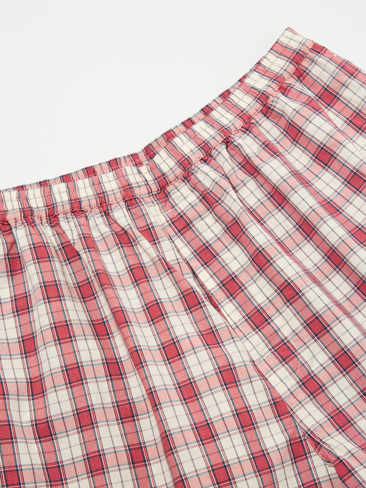 Red Cotton Check Pyjama Short