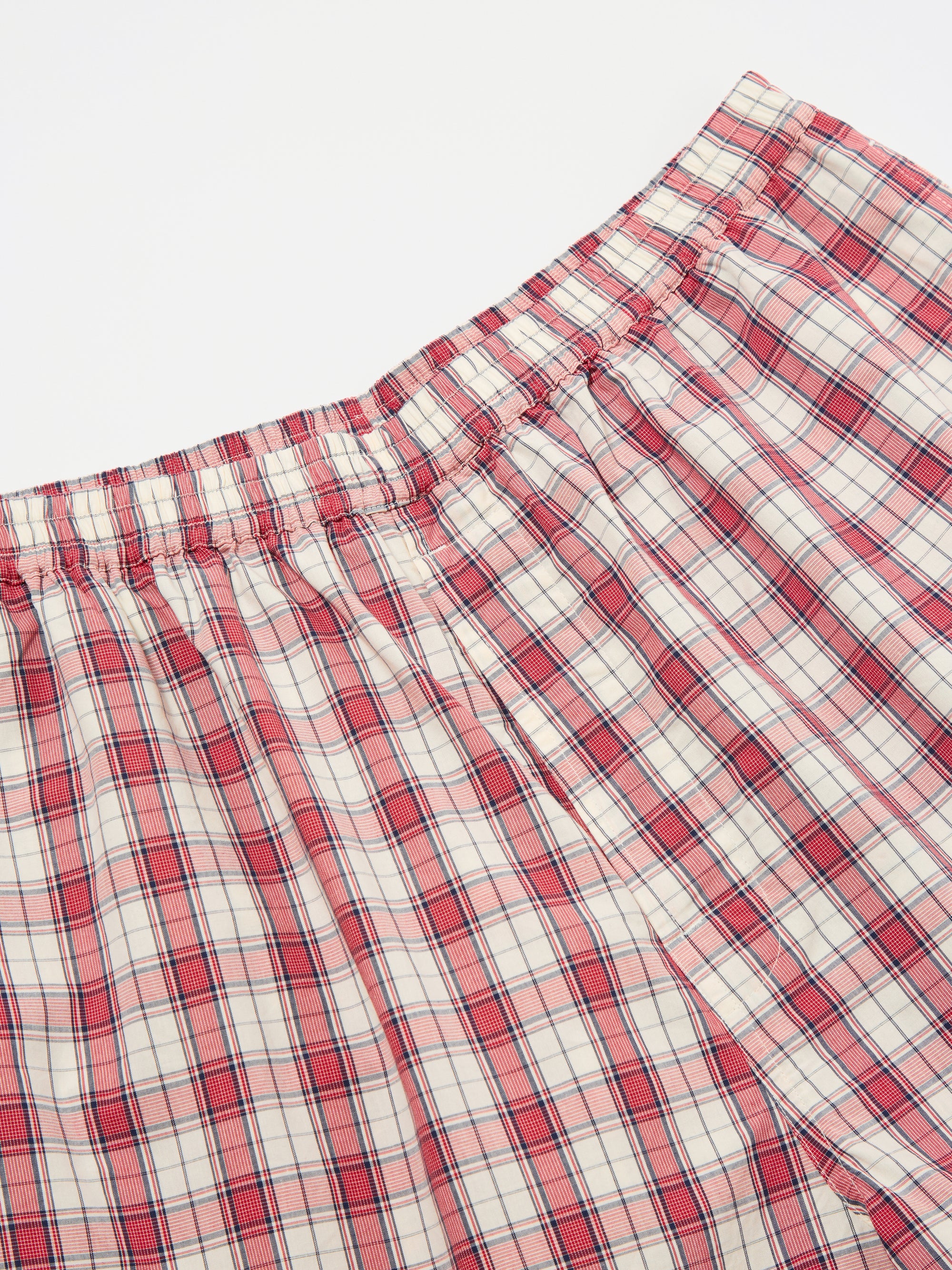 Red Cotton Check Pyjama Short