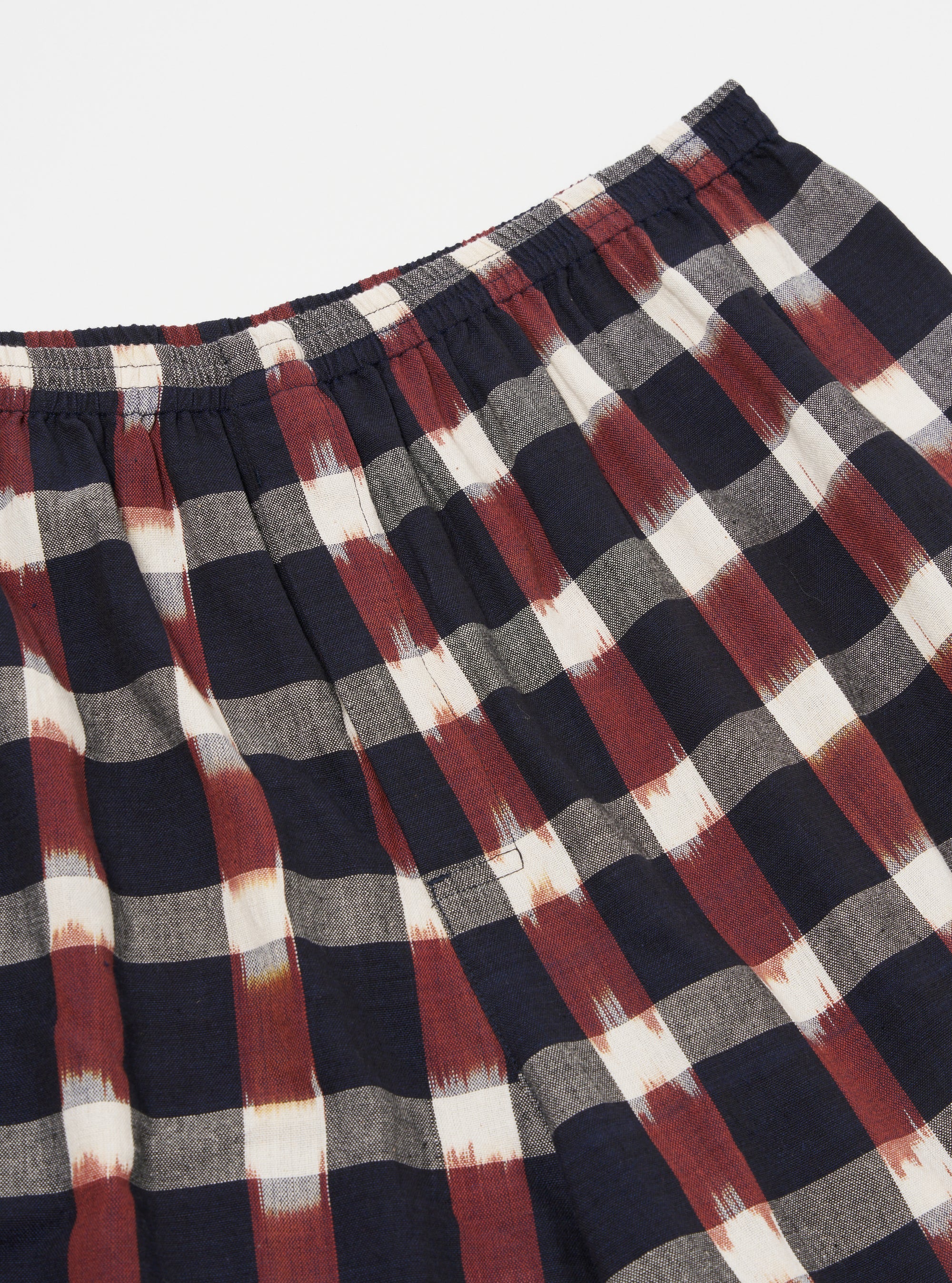 Navy/Brown Check Ikat Boxer Short