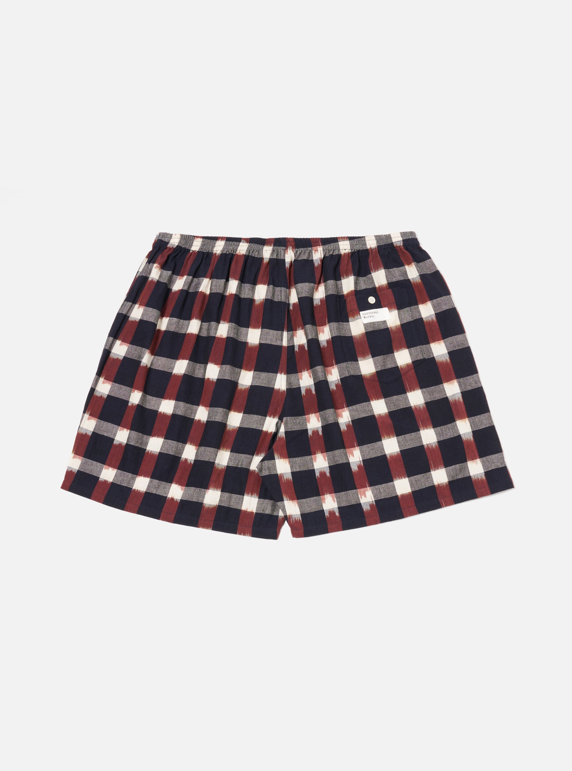 Navy/Brown Check Ikat Boxer Short