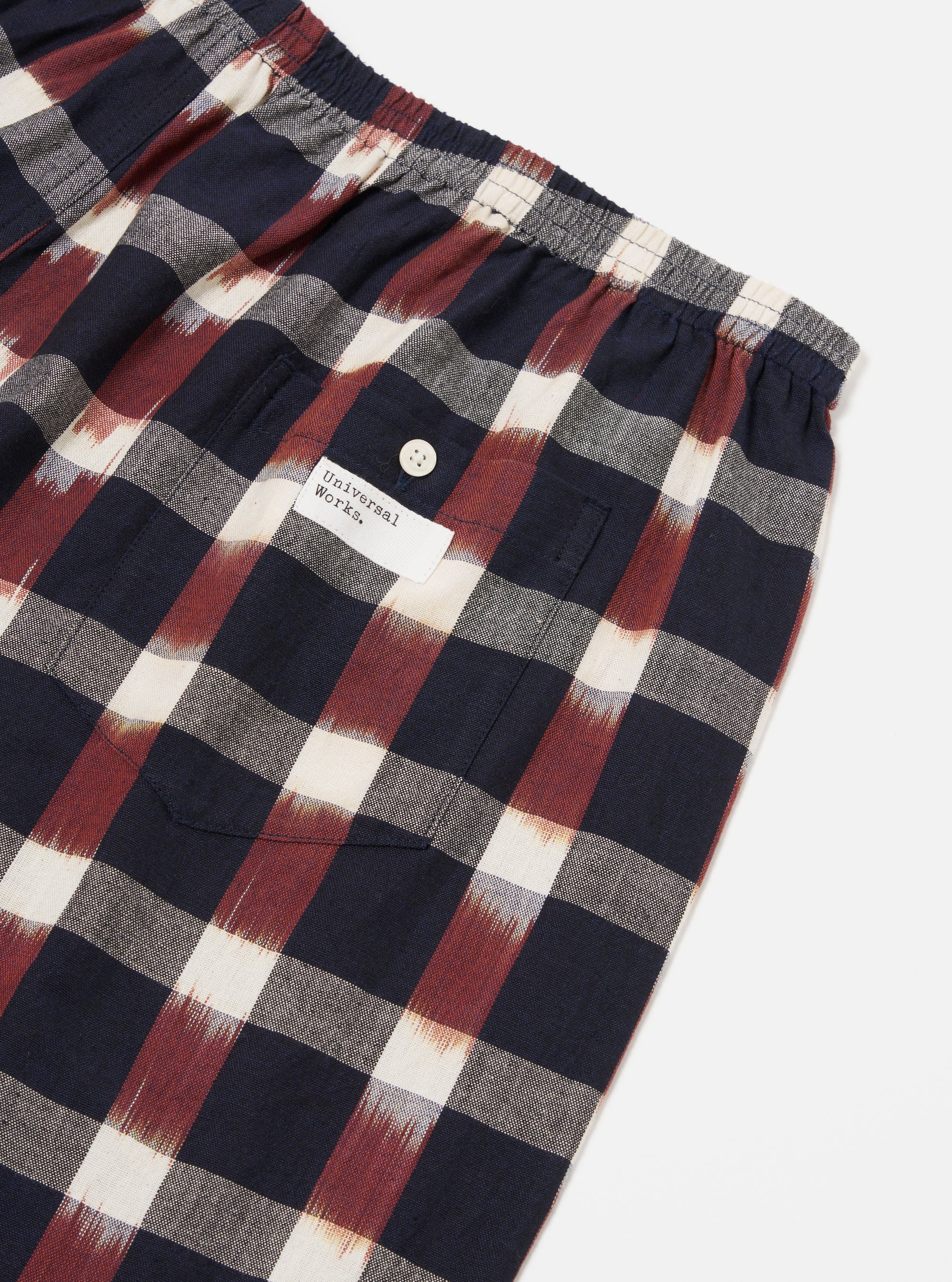 Navy/Brown Check Ikat Boxer Short