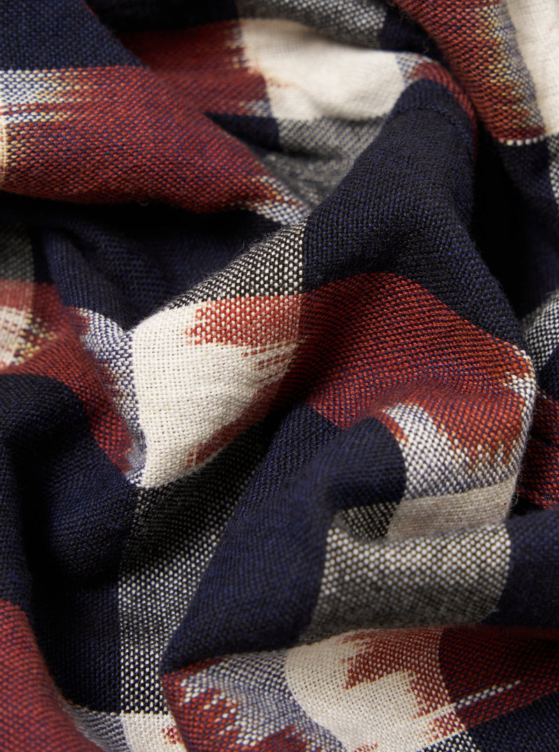 Navy/Brown Check Ikat Boxer Short