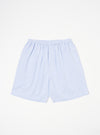 The Ice Blue Recycled Cotton Pyjama Short, laid flat on a white background. The shorts are light blue, with an elasticated waist and relaxed fit.