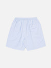 The Ice Blue Recycled Cotton Pyjama Short, shown on a white background. The shorts are a light blue, with an elastic waist and a back pocket.