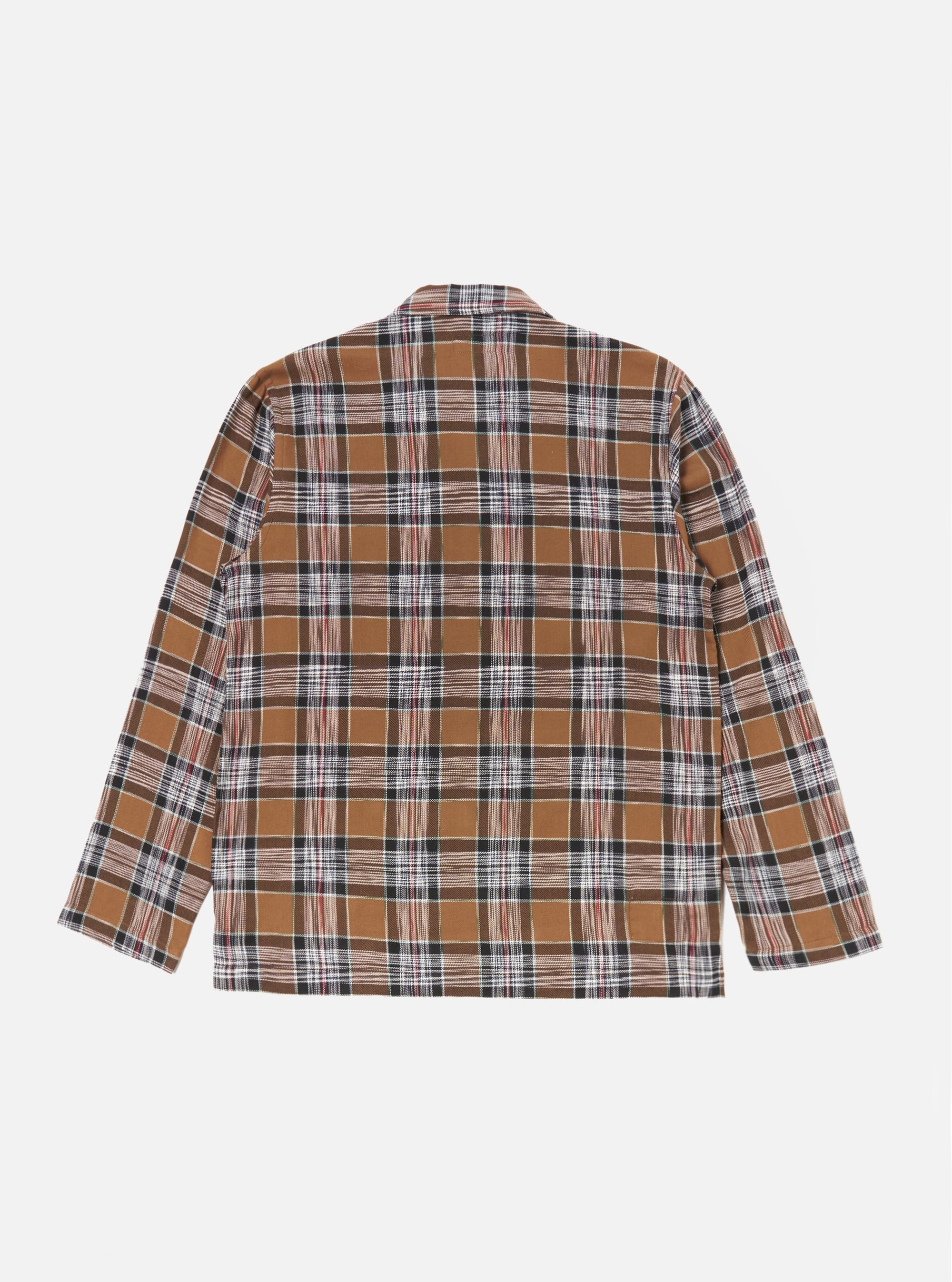 Brown Ikat Twill Check Long Pyjama Set