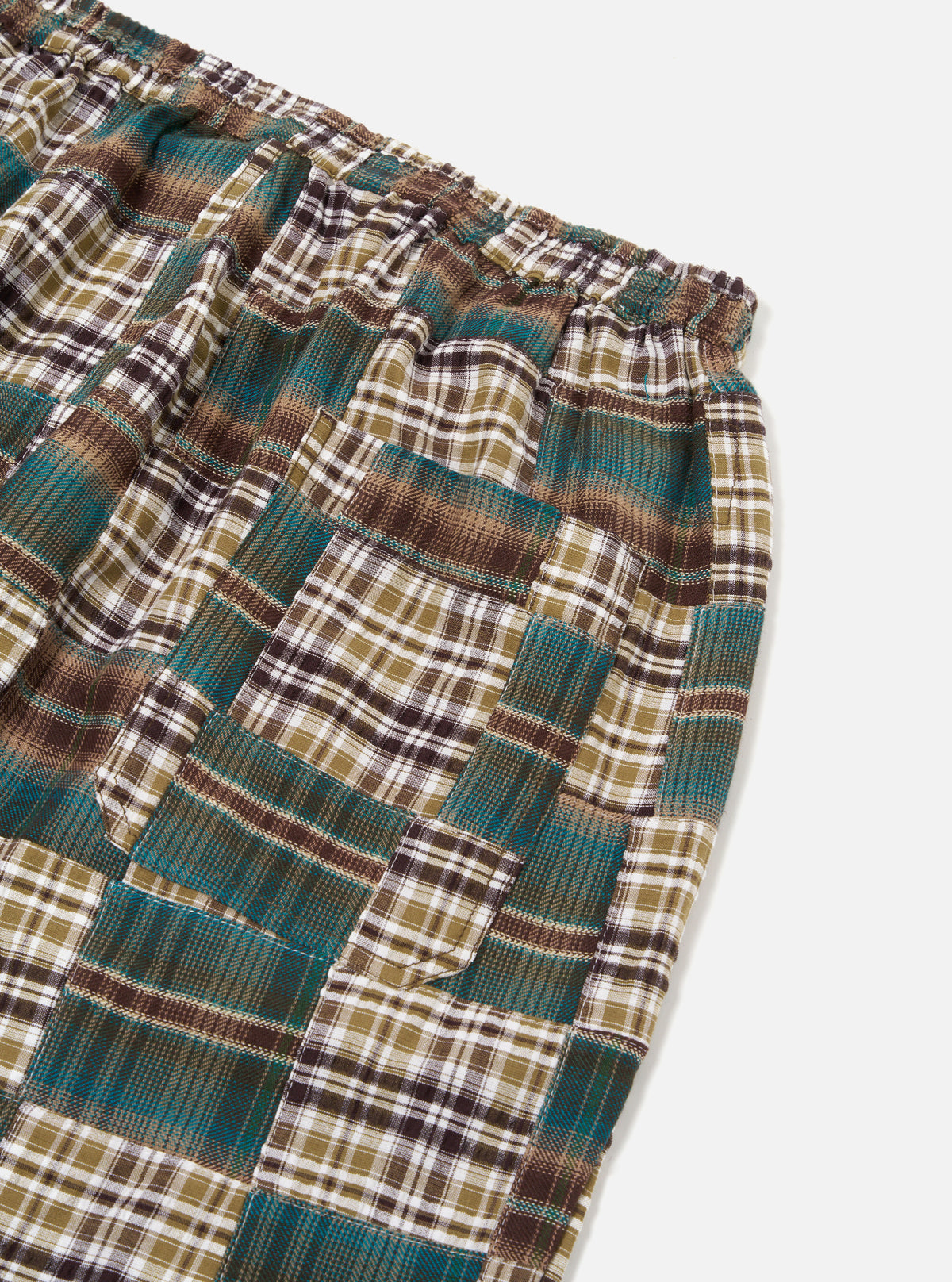 Green/Brown Patchwork Madras Long Pyjama Set