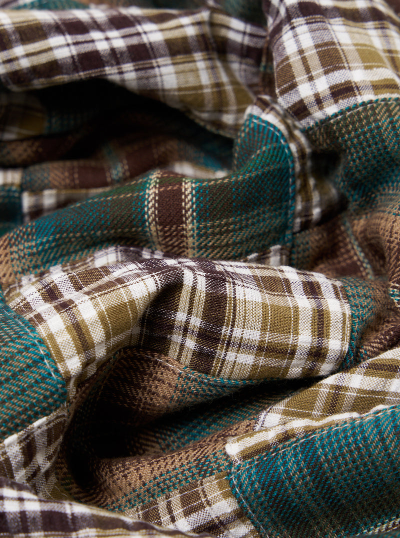 Green/Brown Patchwork Madras Long Pyjama Set