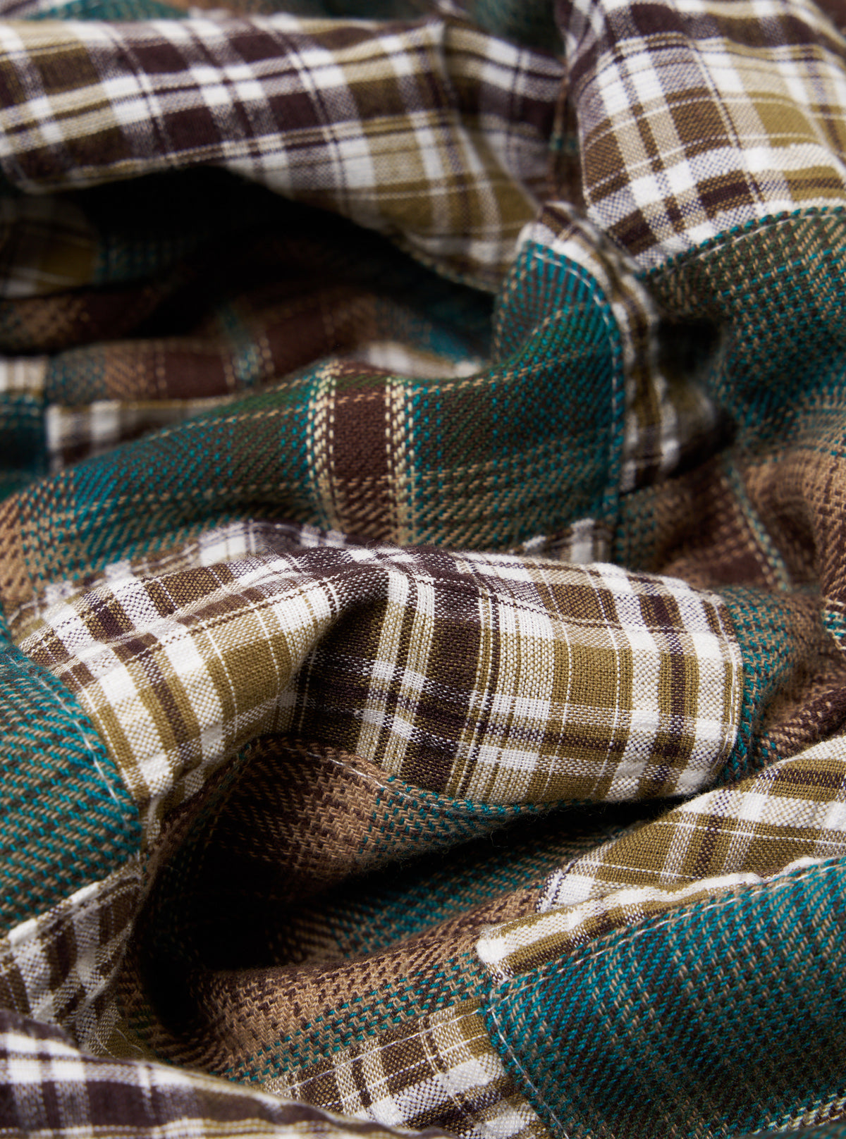 Green/Brown Patchwork Madras Long Pyjama Set