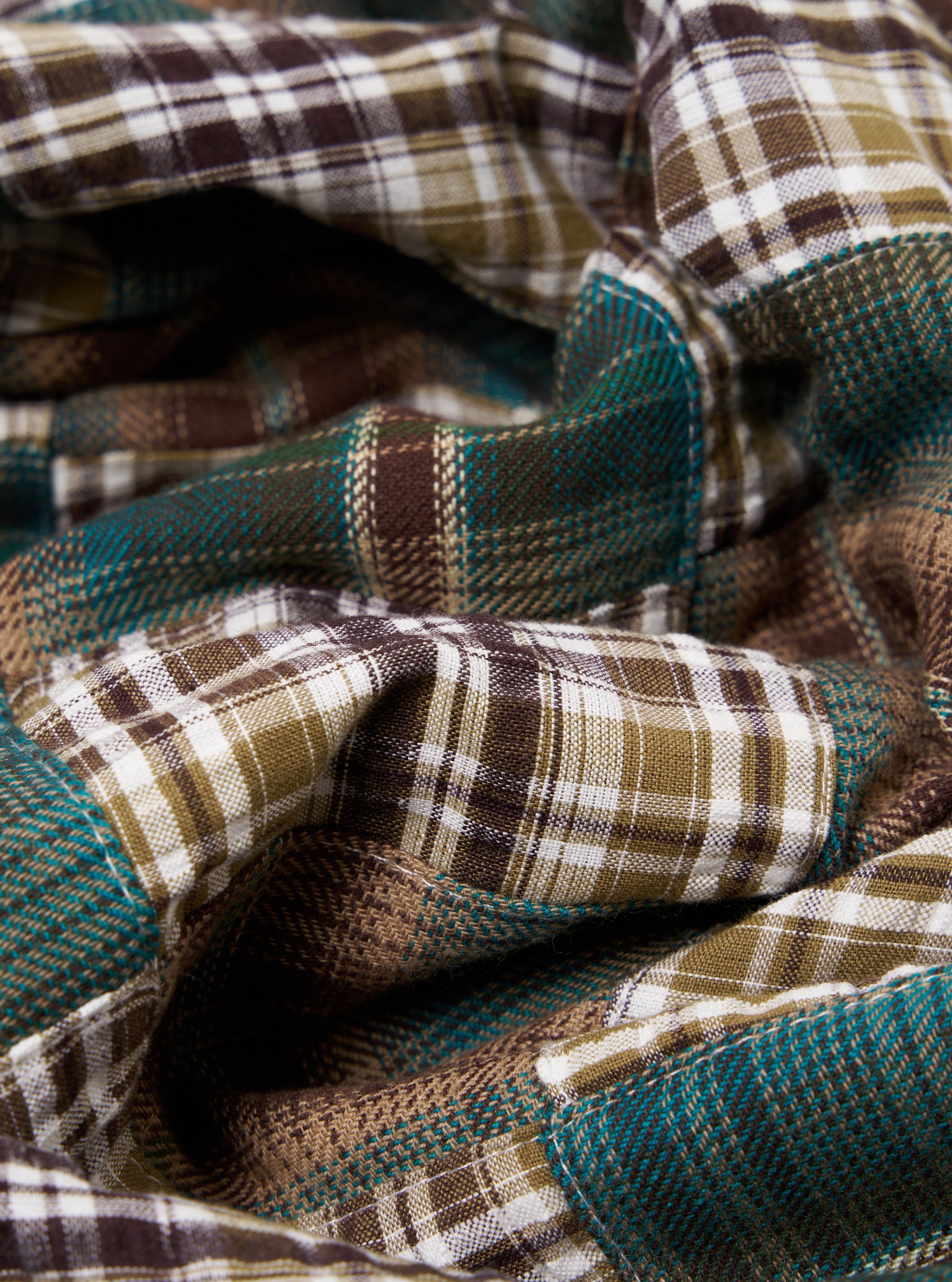 Green/Brown Patchwork Madras Long Pyjama Set