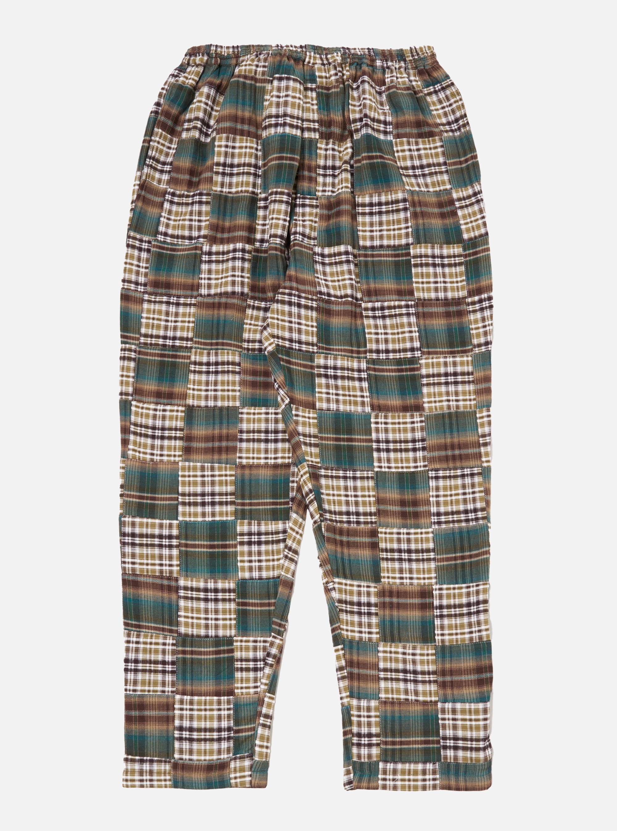 Green/Brown Patchwork Madras Long Pyjama Set
