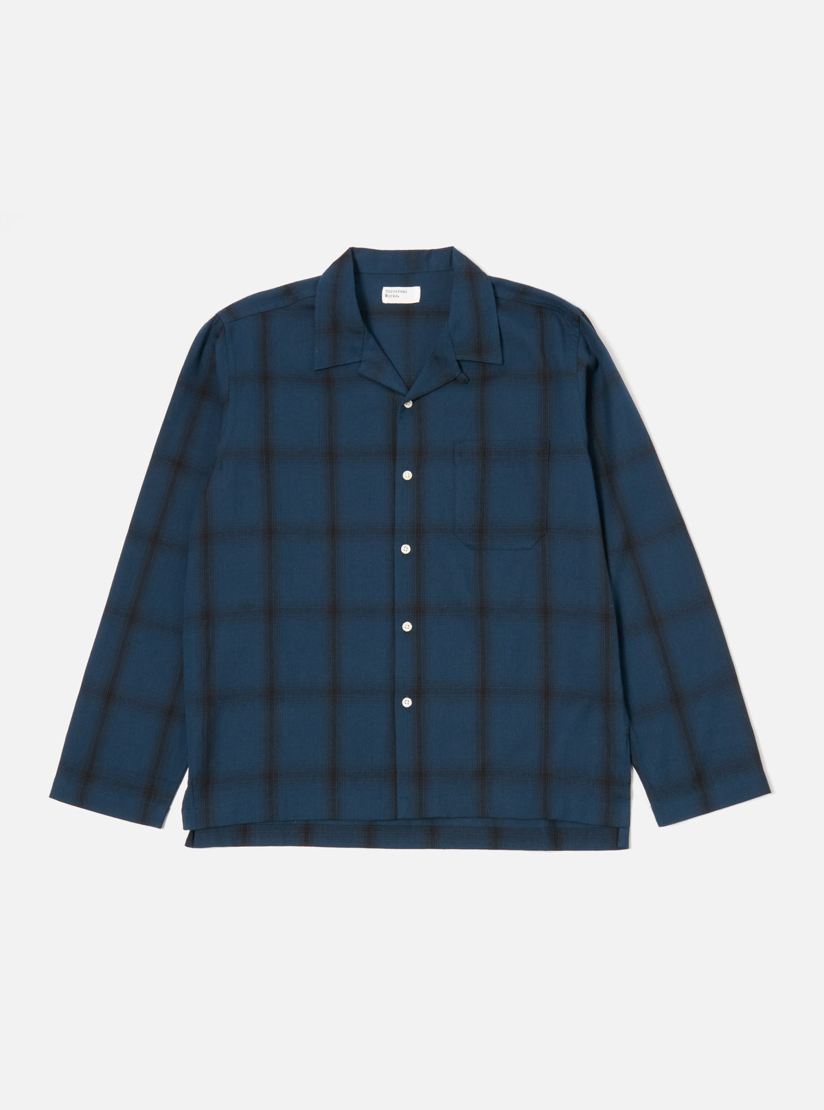 Navy Shadow Check Long Pyjama Set