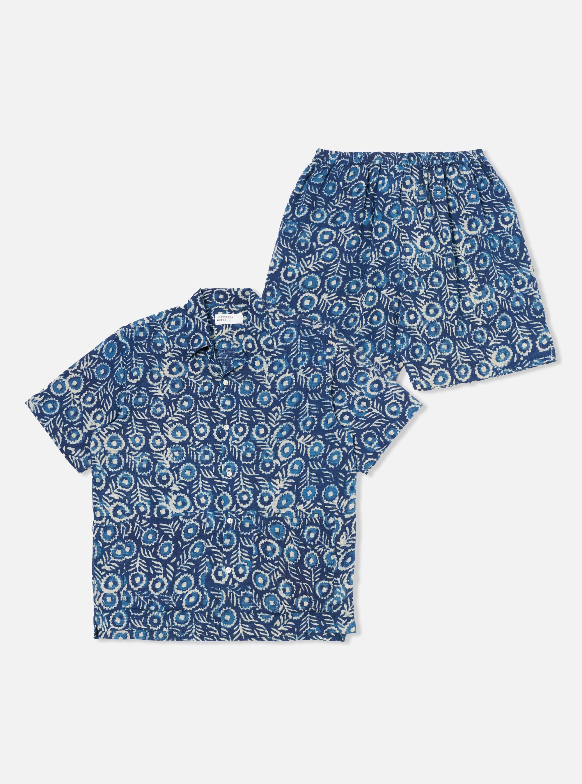 Indigo Hand Block Print Short Pyjama Set