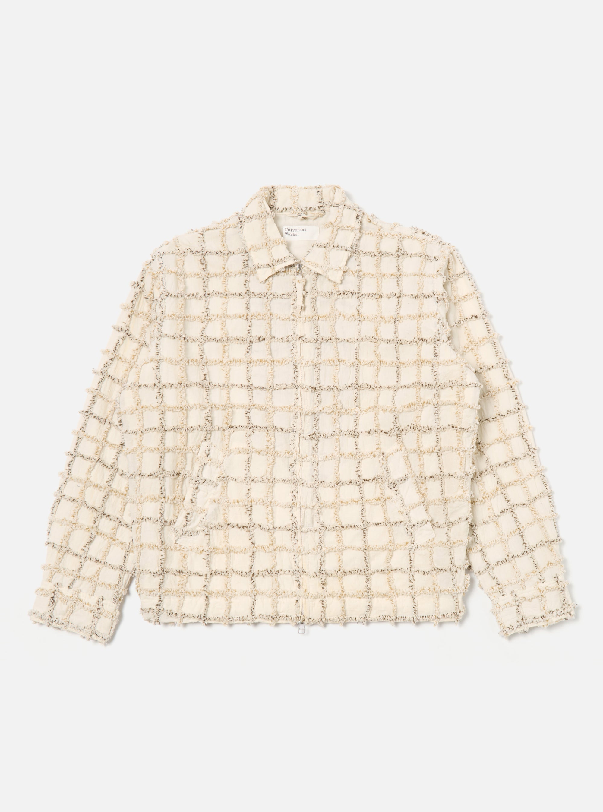 Ecru 3D Check Windcheater Jacket
