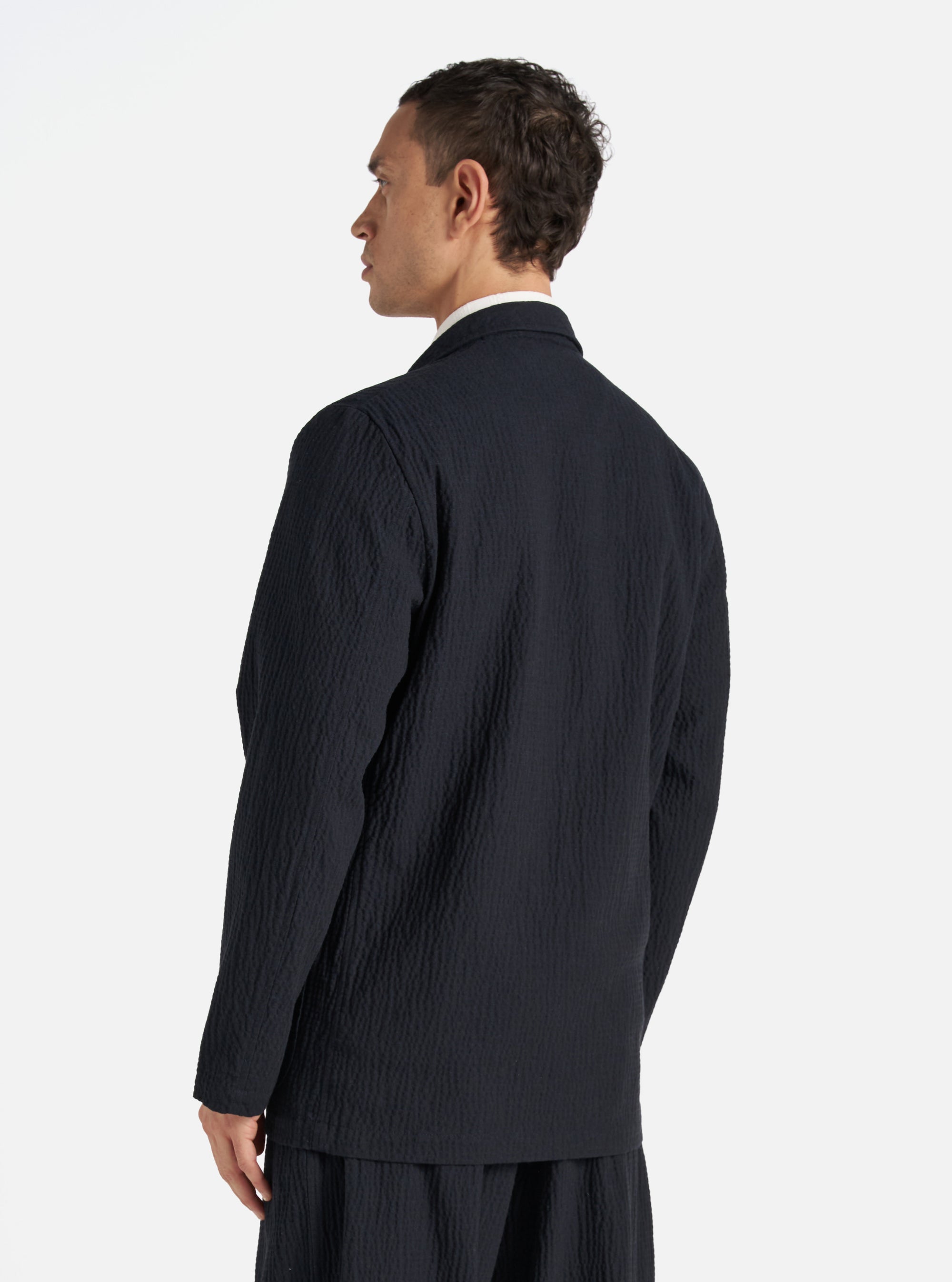 Dark Navy Ospina Cotton Two Button Jacket