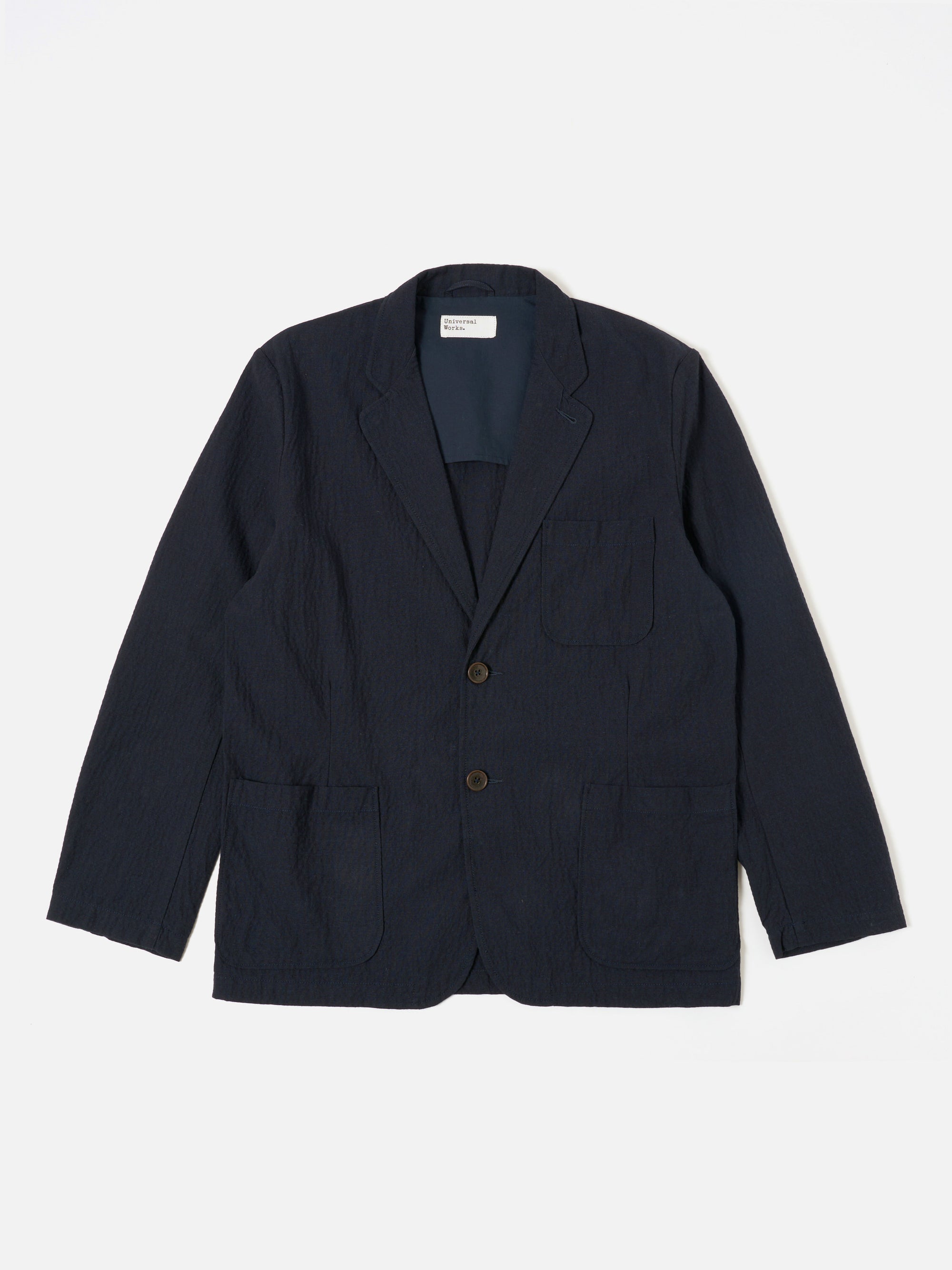 Dark Navy Ospina Cotton Two Button Jacket