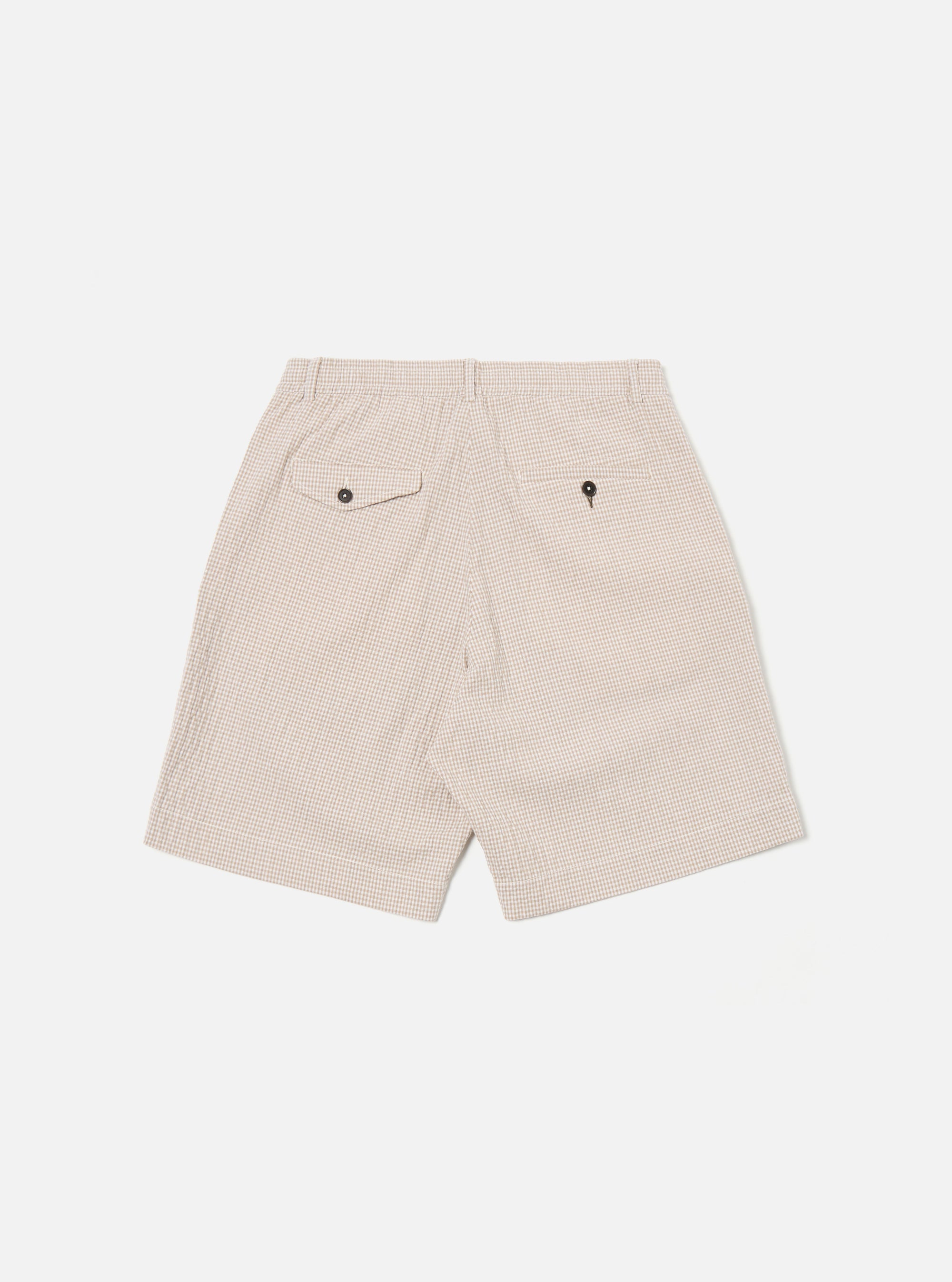 Ecru/Sand Ospina Check Cotton Pleated Track Short
