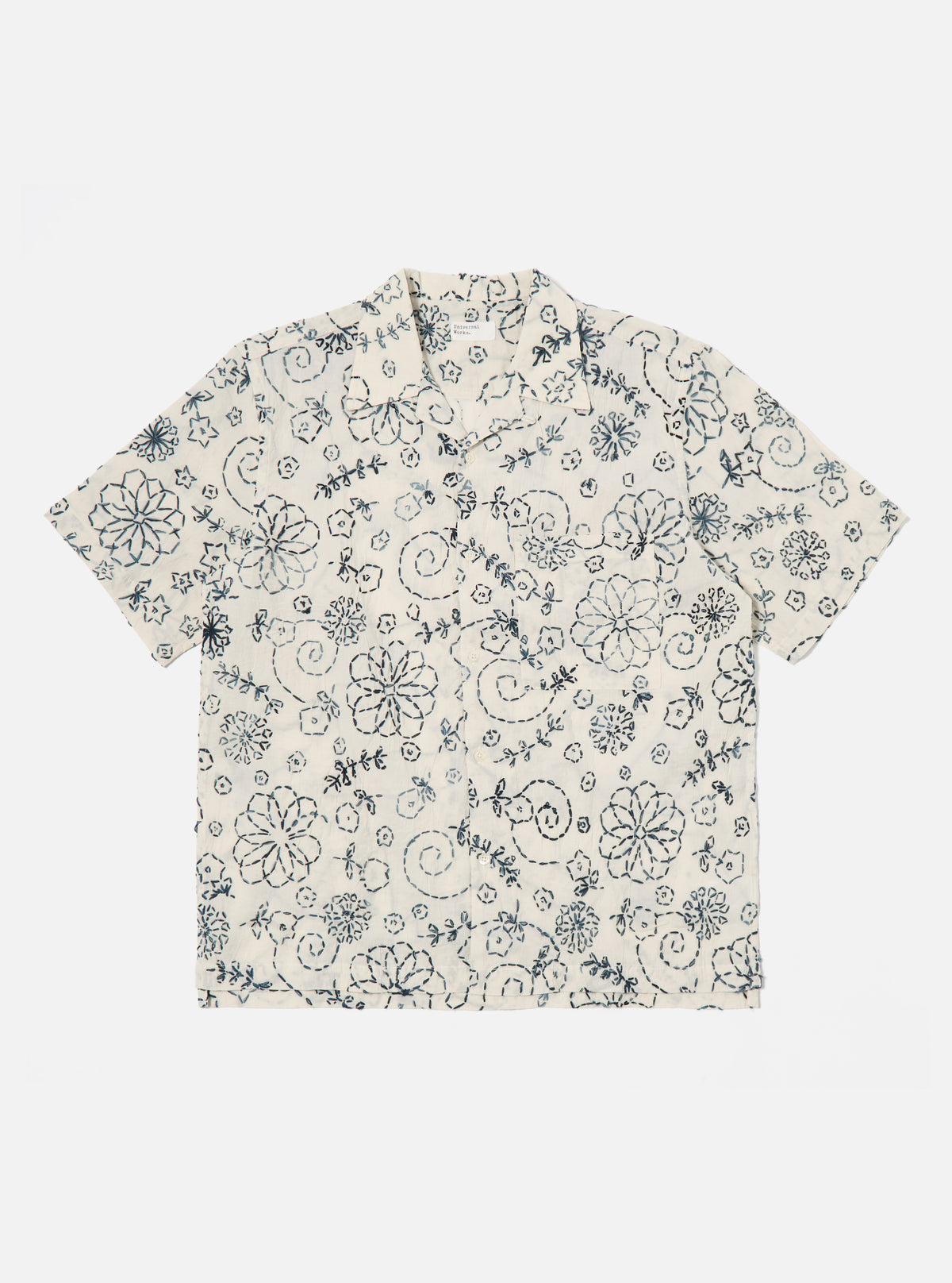 Charcoal Kantha Cotton Camp Shirt