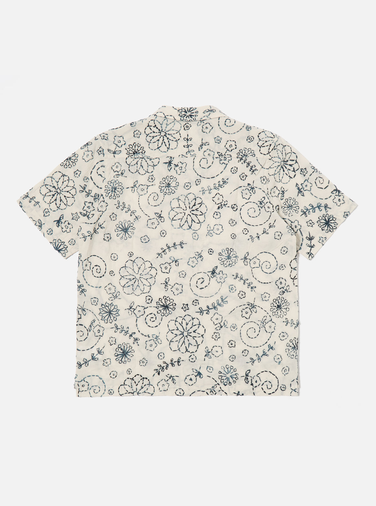 Charcoal Kantha Cotton Camp Shirt