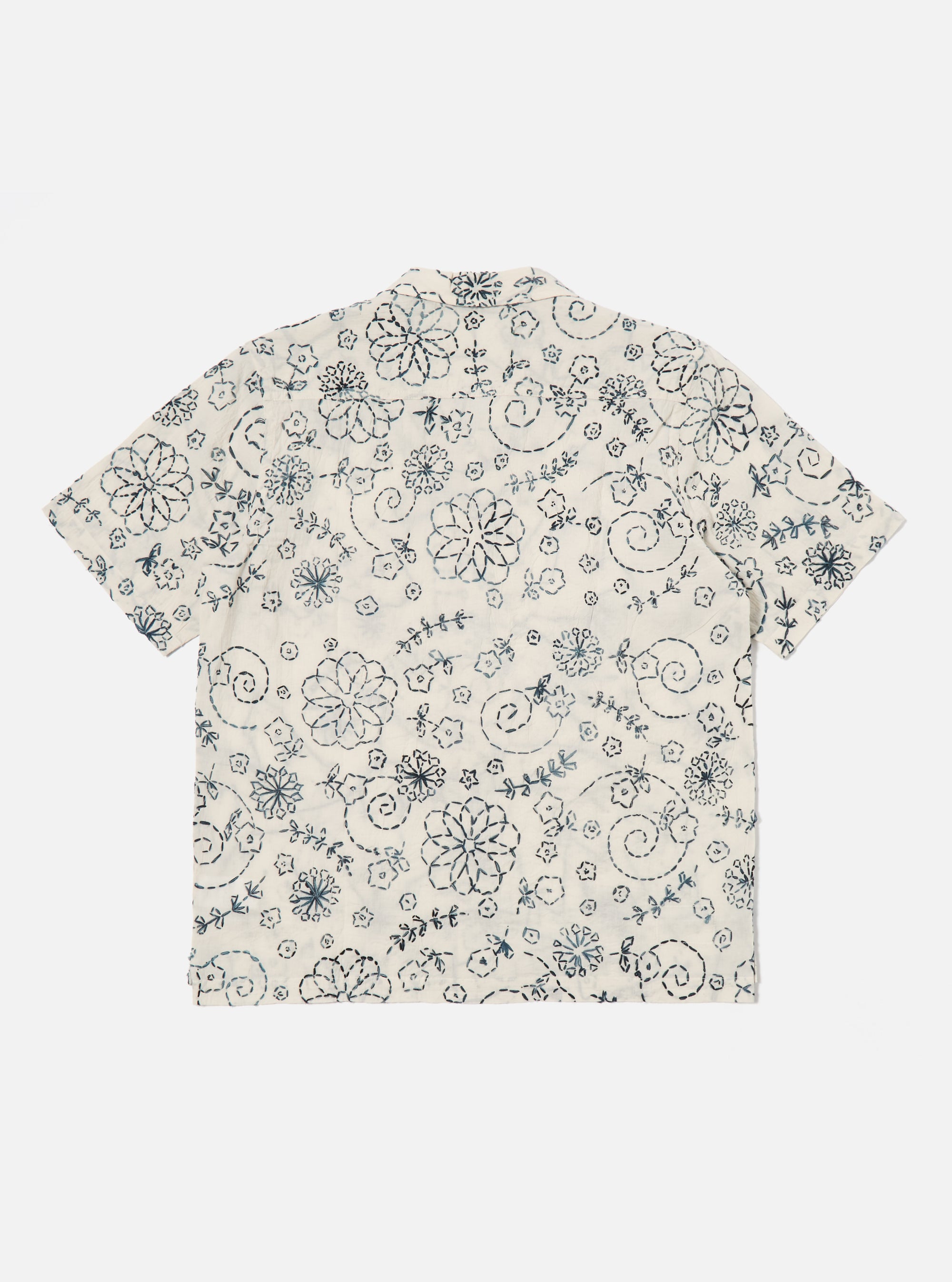 Charcoal Kantha Cotton Camp Shirt