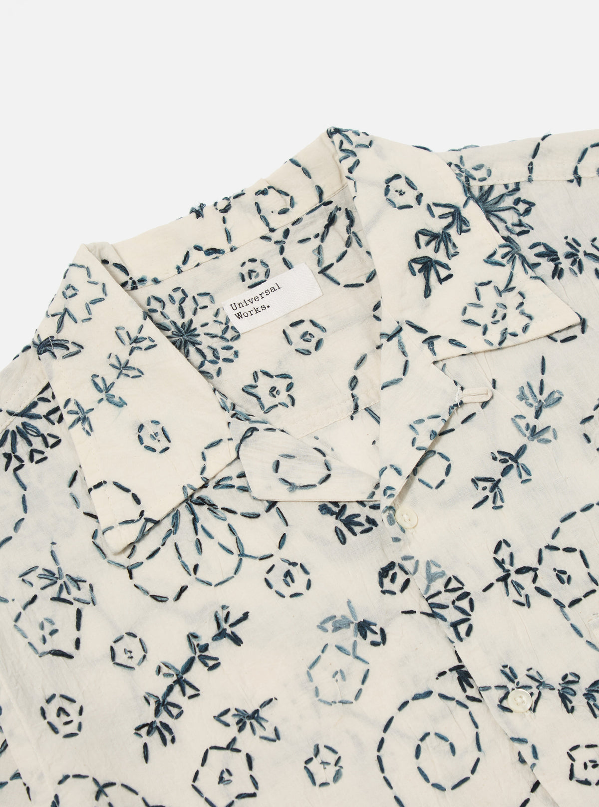 Charcoal Kantha Cotton Camp Shirt