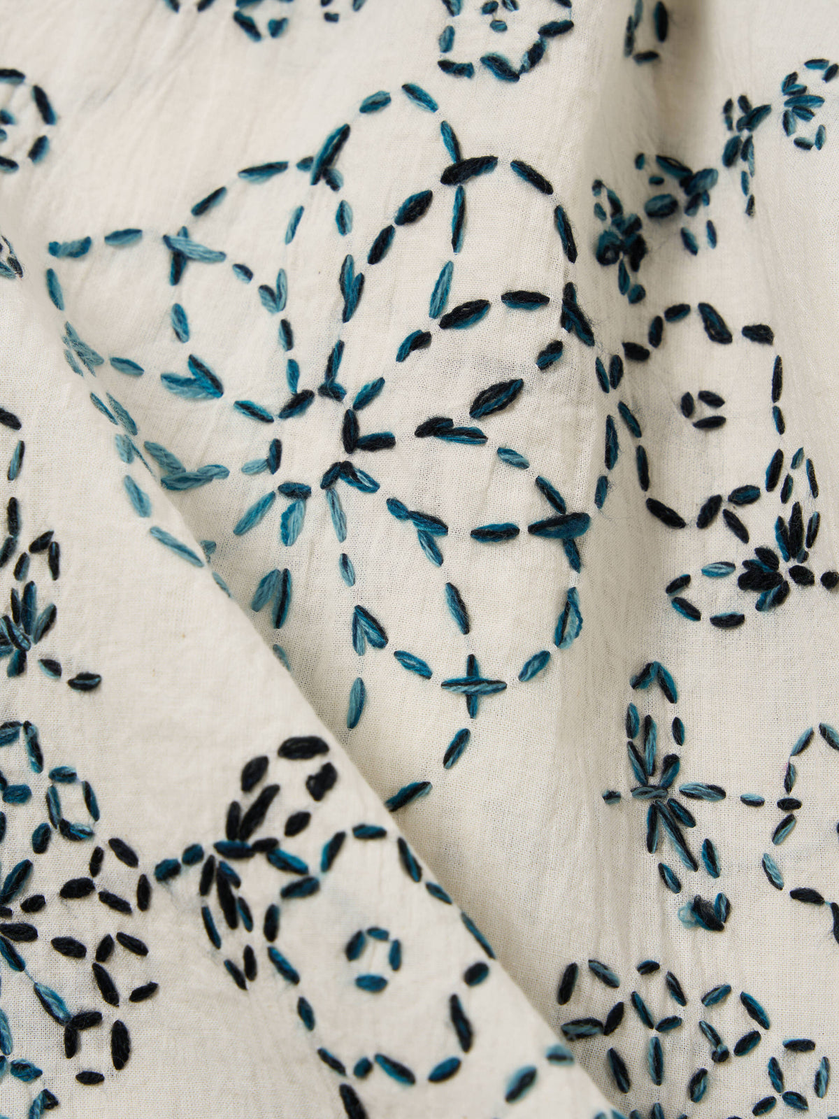 Charcoal Kantha Cotton Camp Shirt