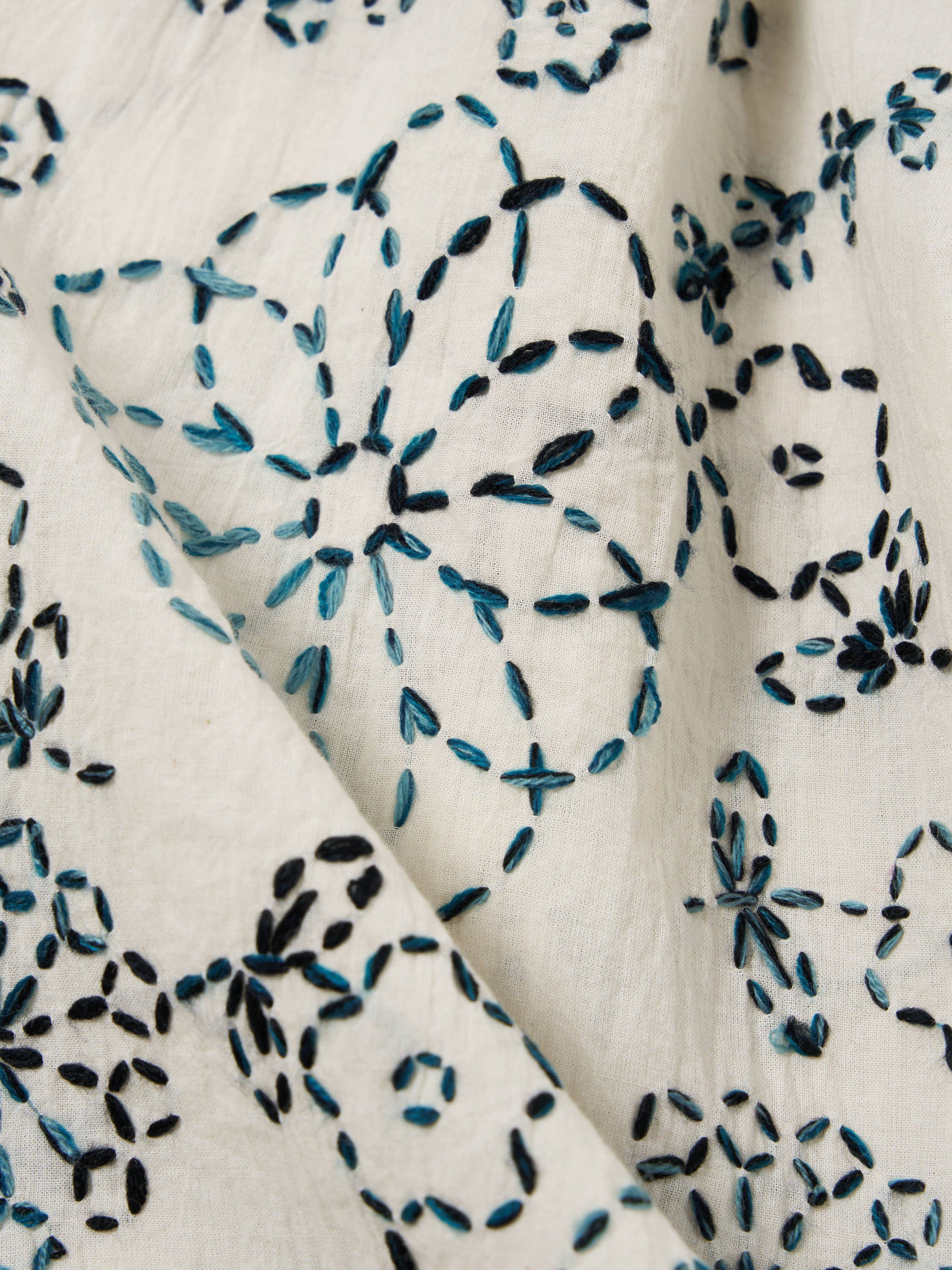 Charcoal Kantha Cotton Camp Shirt