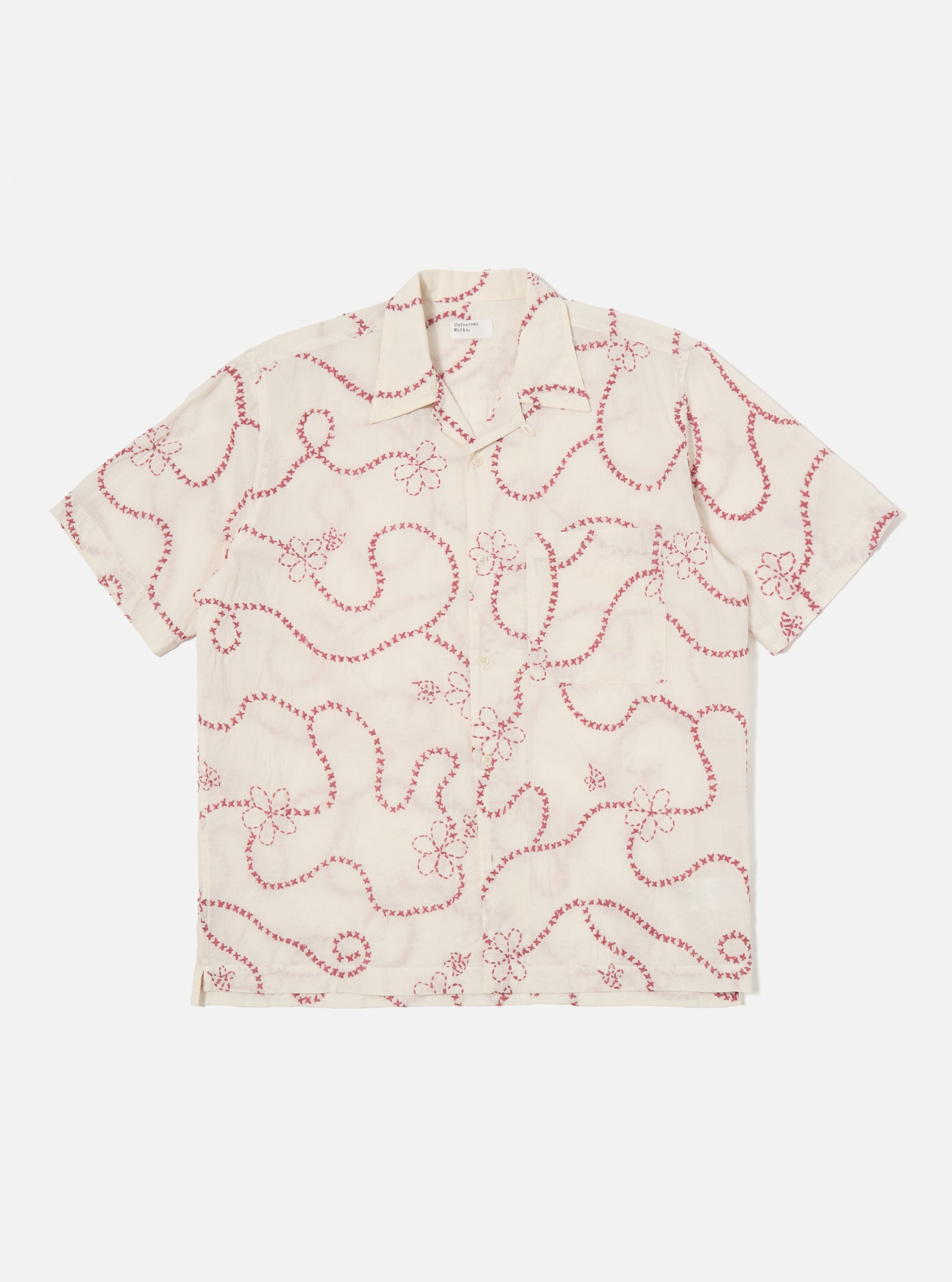 Ecru Terracotta Kantha Cotton Camp Shirt