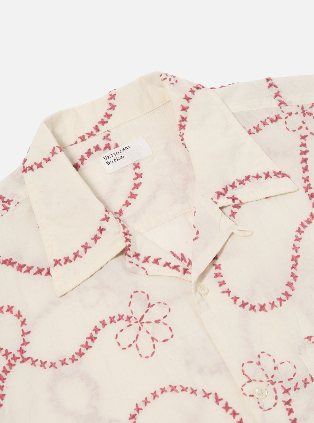 Ecru Terracotta Kantha Cotton Camp Shirt