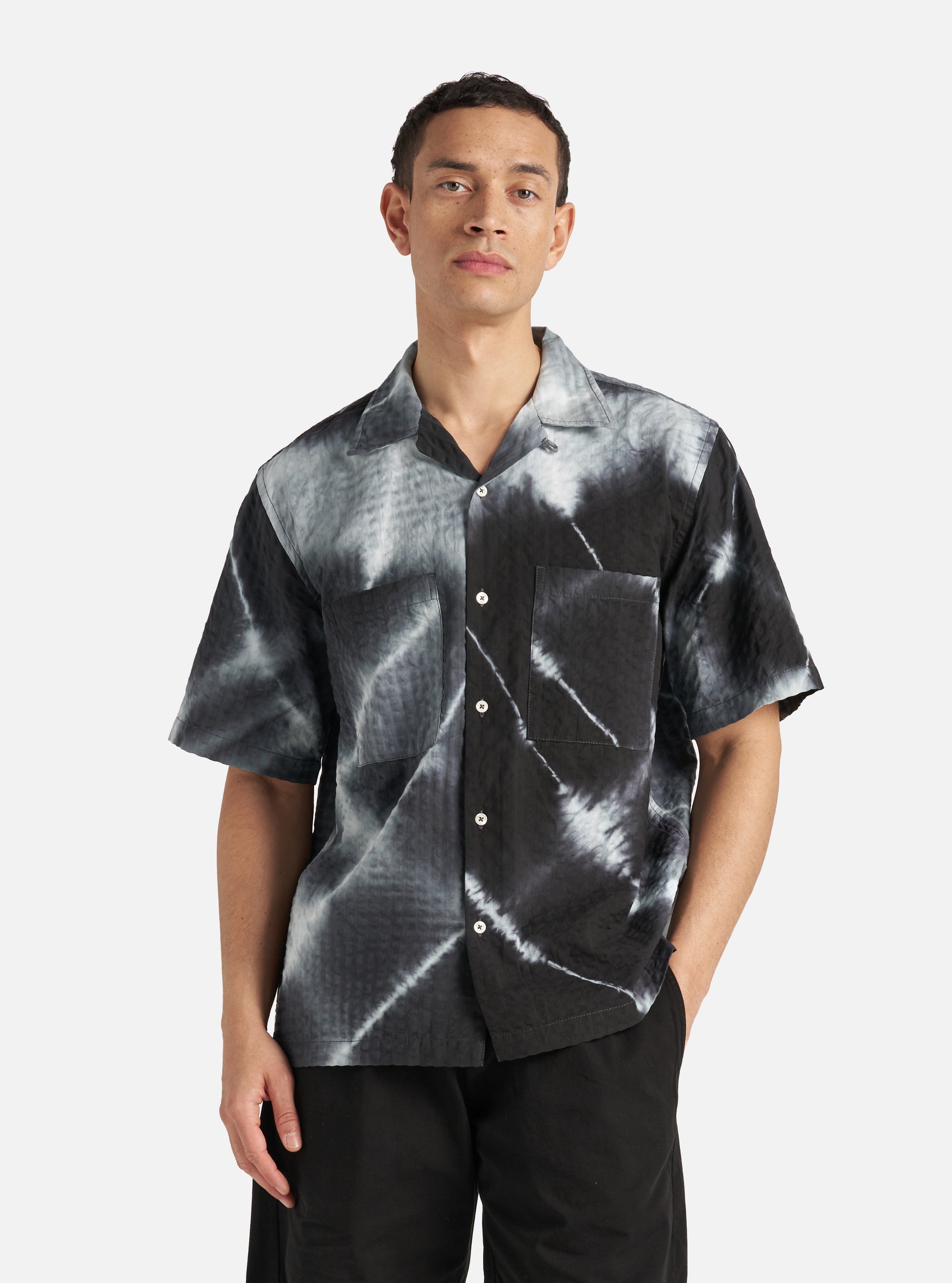 Charcoal Tie N Dye Seersucker Camper Shirt