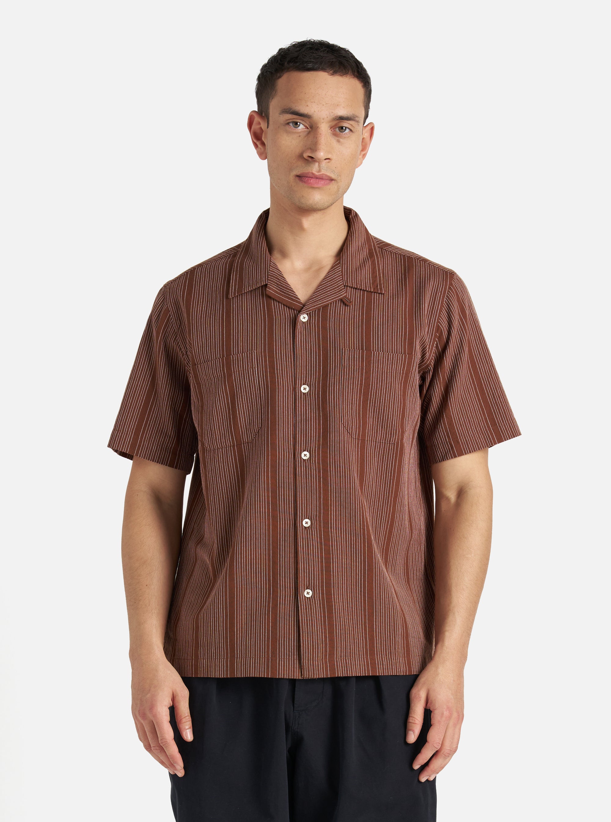Brown Kantha Stripe Sal Road Shirt