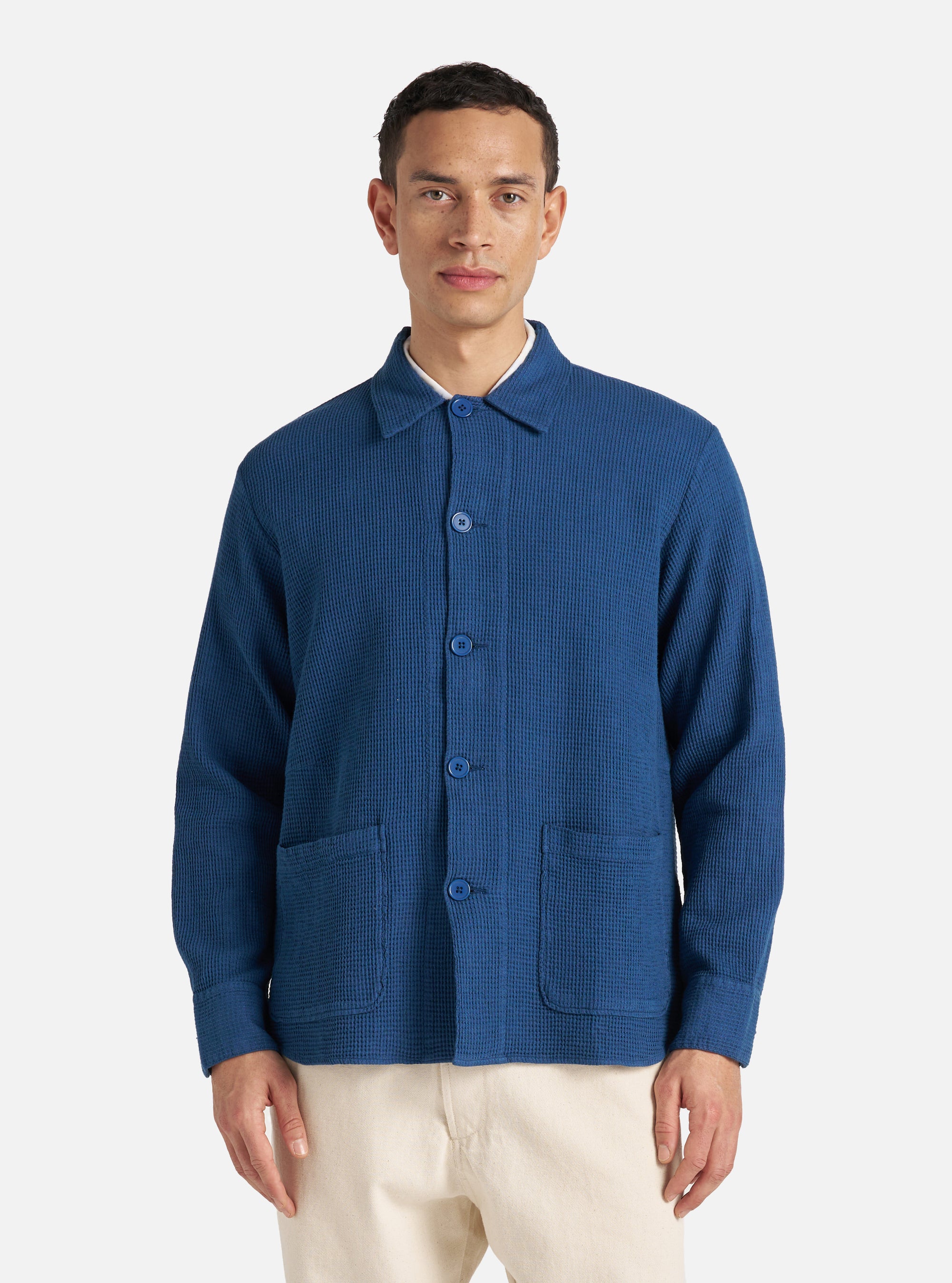 Navy Japanese Waffle Travail Overshirt