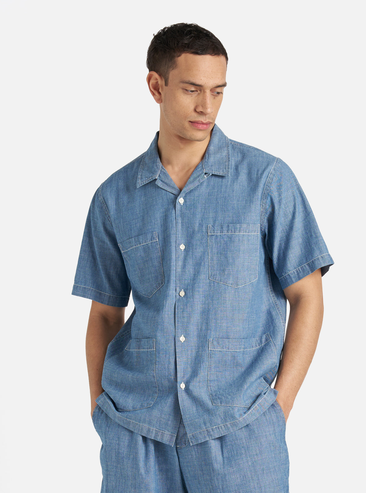 Washed Indigo Chambray Summer Overshirt