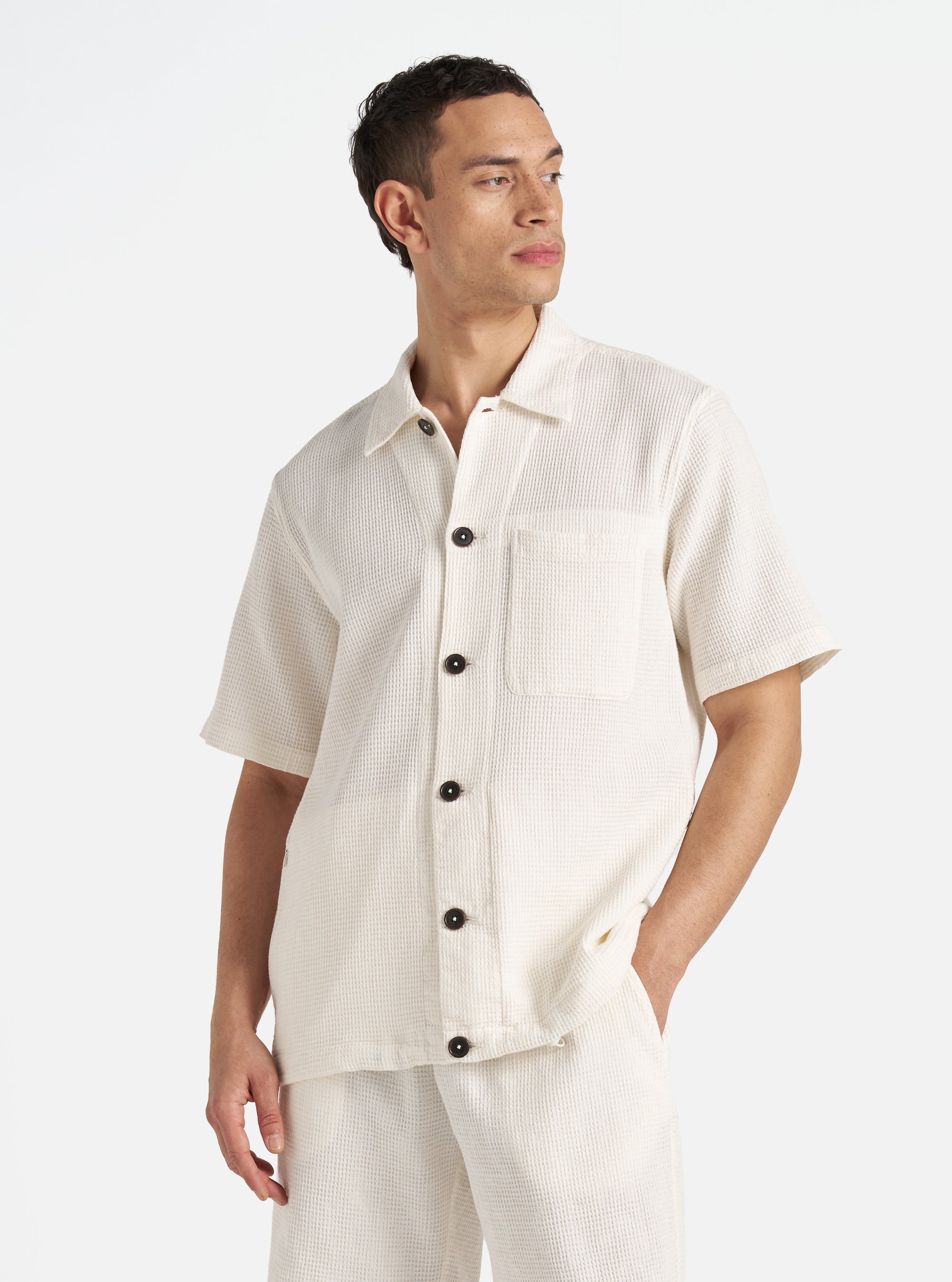 Ecru Japanese Waffle Tech Overshirt