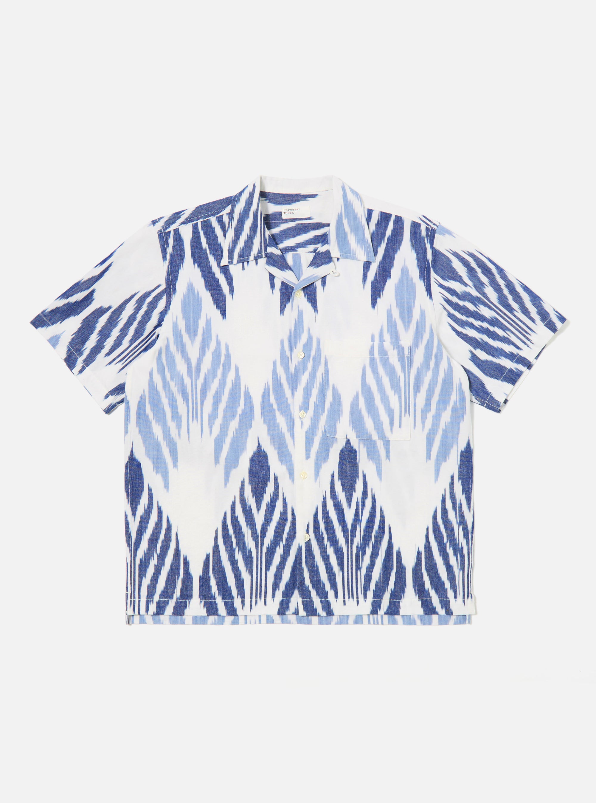 Blue Peacock Ikat Camp Shirt