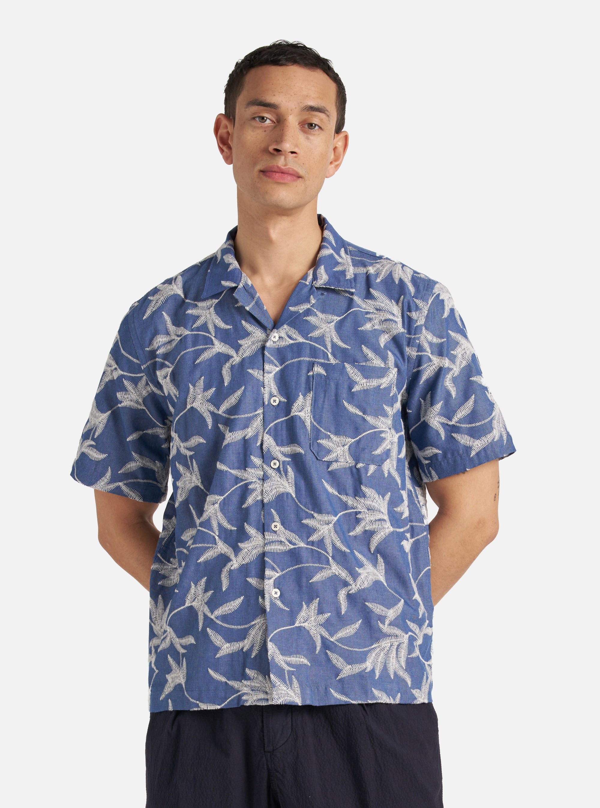Indigo Summer Jungle Cotton Road Shirt
